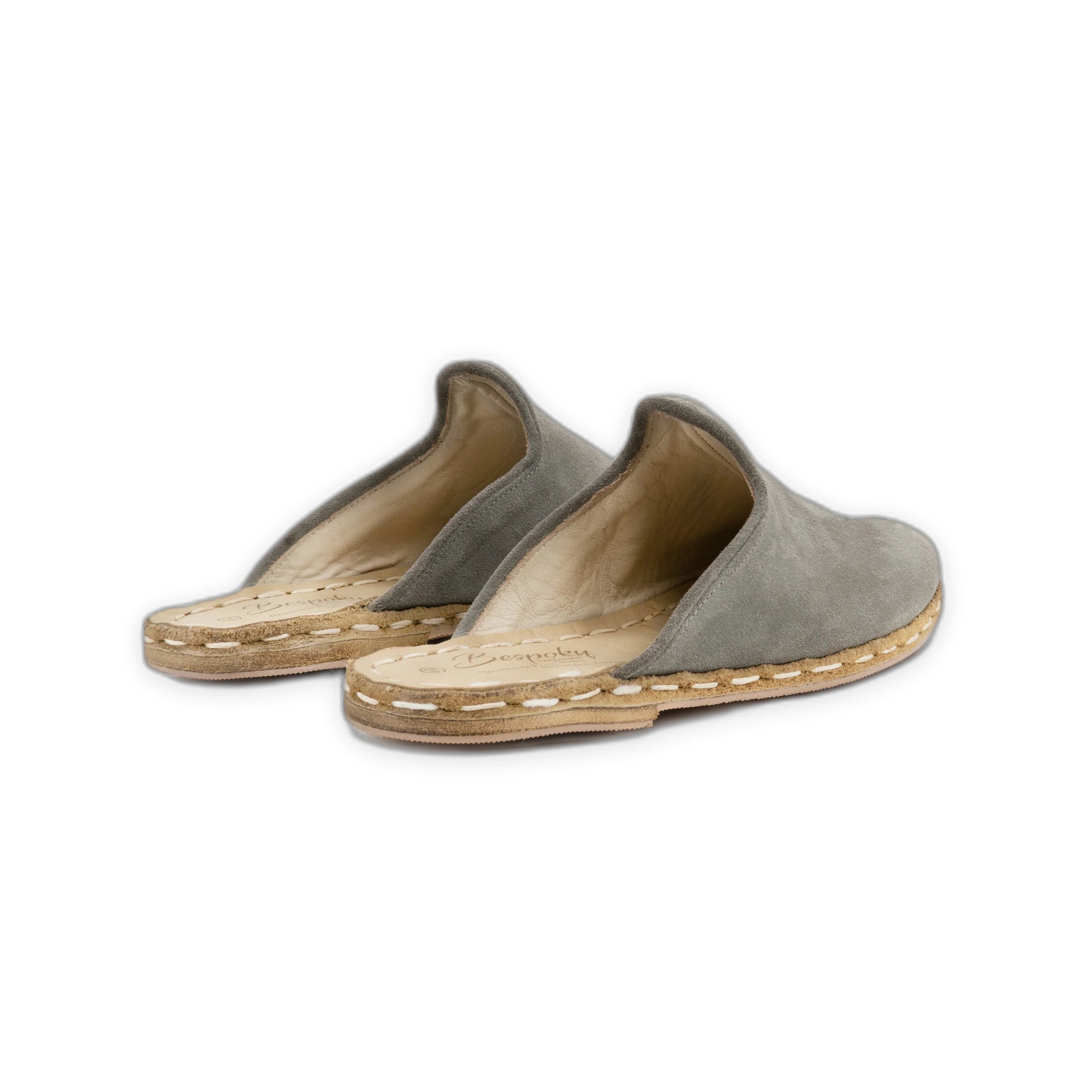 Side view Grey Slippers - Calf Leather Zero Drop | Bespoky