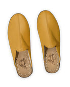 Side view Mustard Slippers - Calf Leather Zero Drop | Bespoky