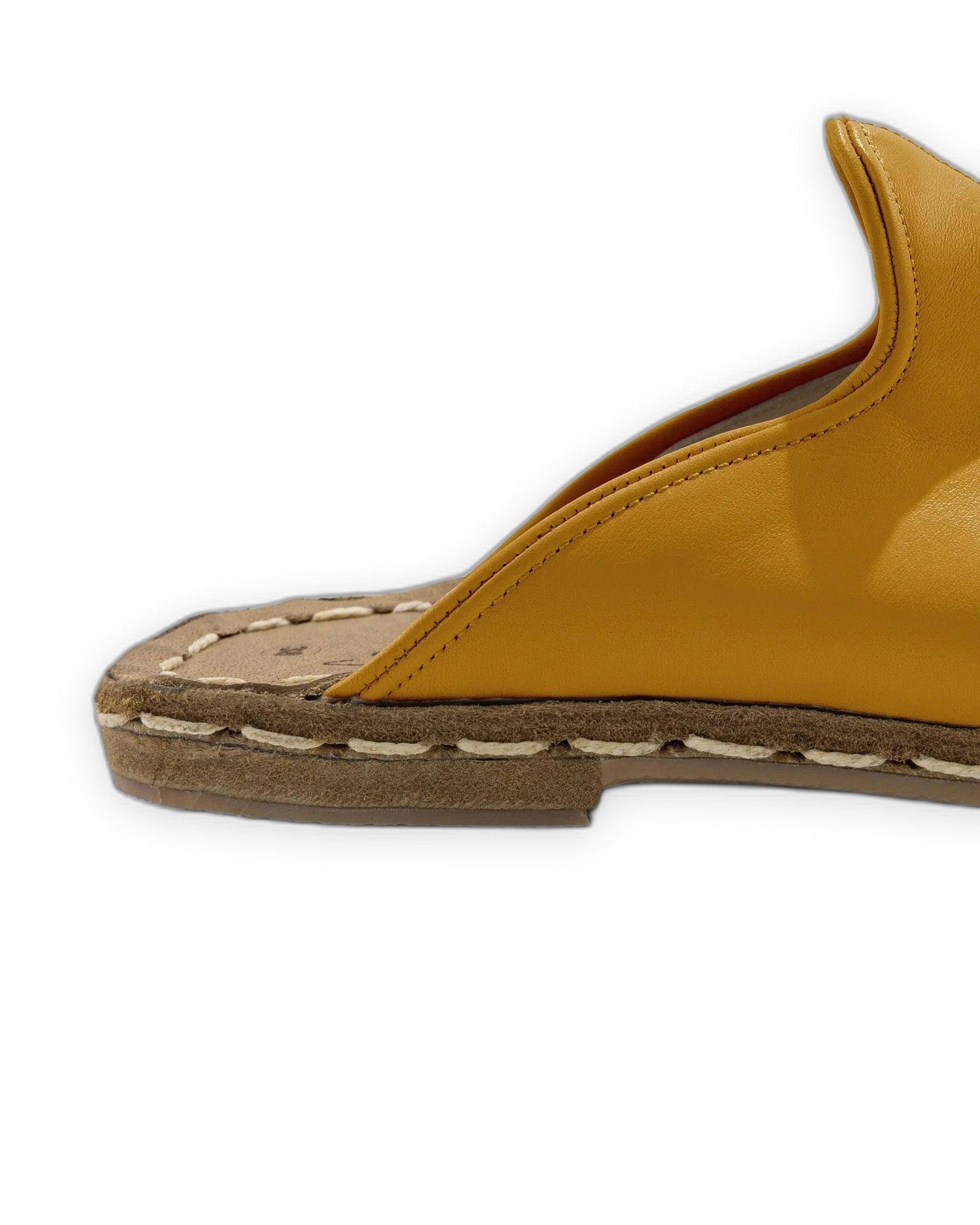 Detail Mustard Slippers - Handcrafted Calf Leather Turkey | Bespoky