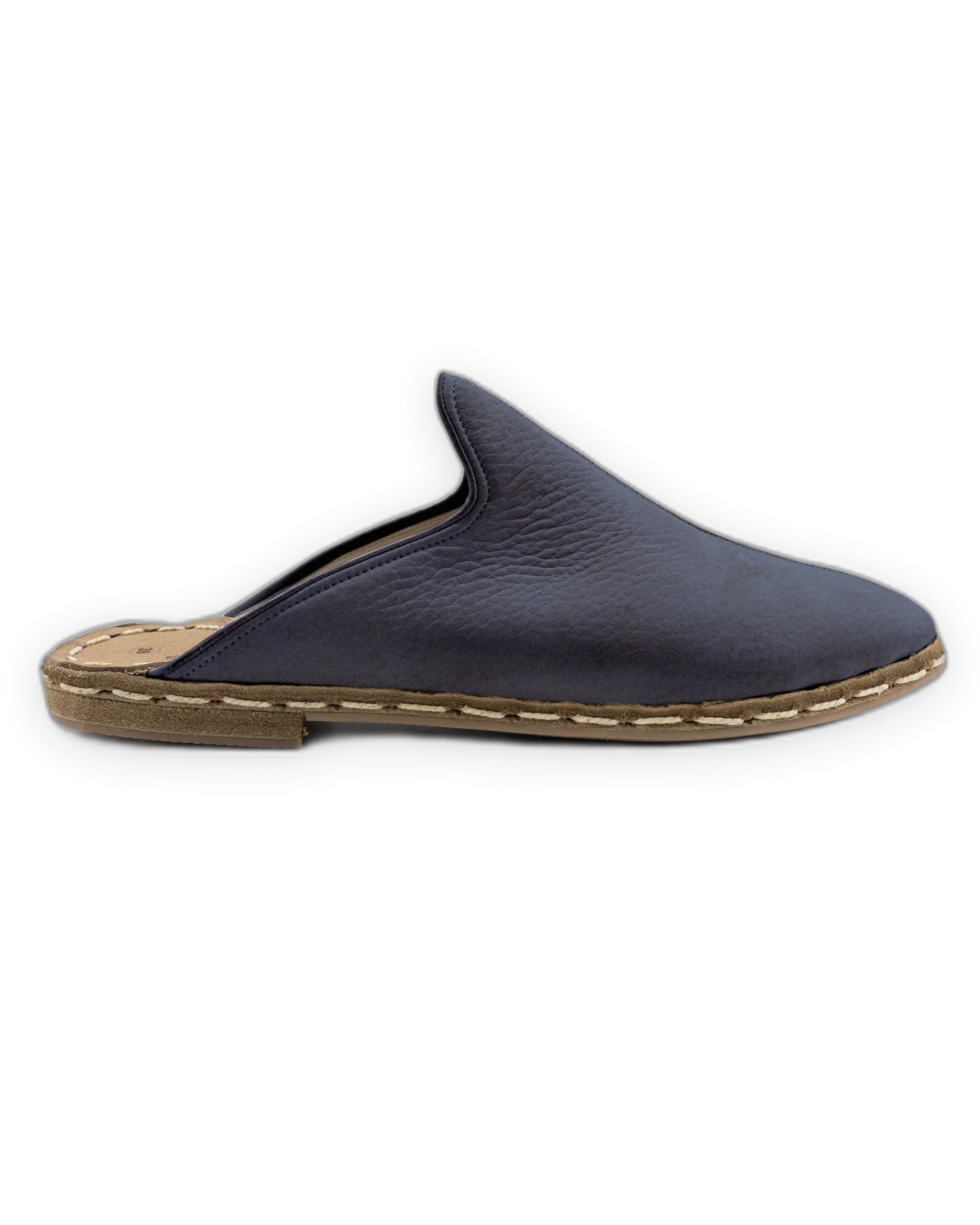 Top view Navy Blue Slippers - Handcrafted Calf Leather | Bespoky