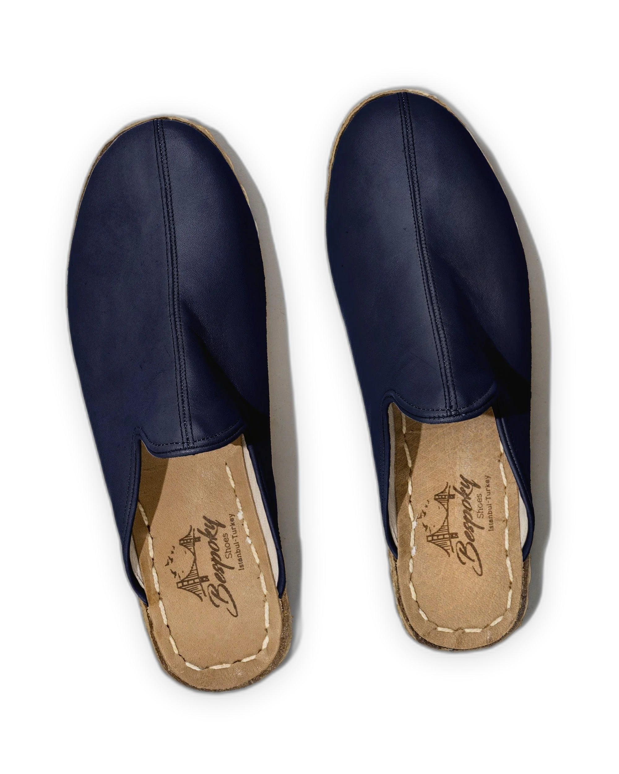 Side view Navy Blue Slippers - Calf Leather Zero Drop | Bespoky