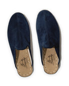 Side view Navy Suede Slippers - Calf Leather Zero Drop | Bespoky