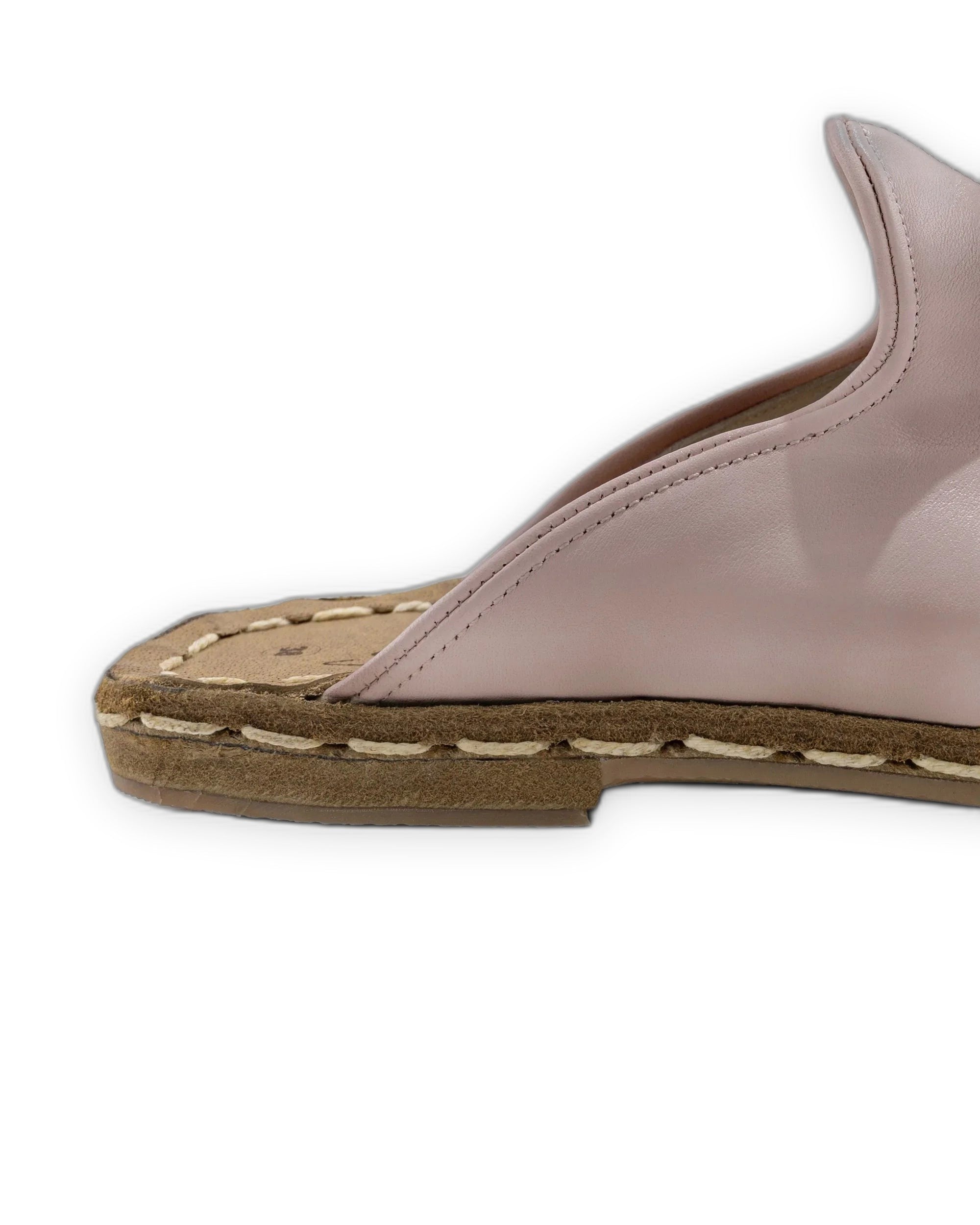 Detail Pink Slippers - Handcrafted Calf Leather Turkey | Bespoky