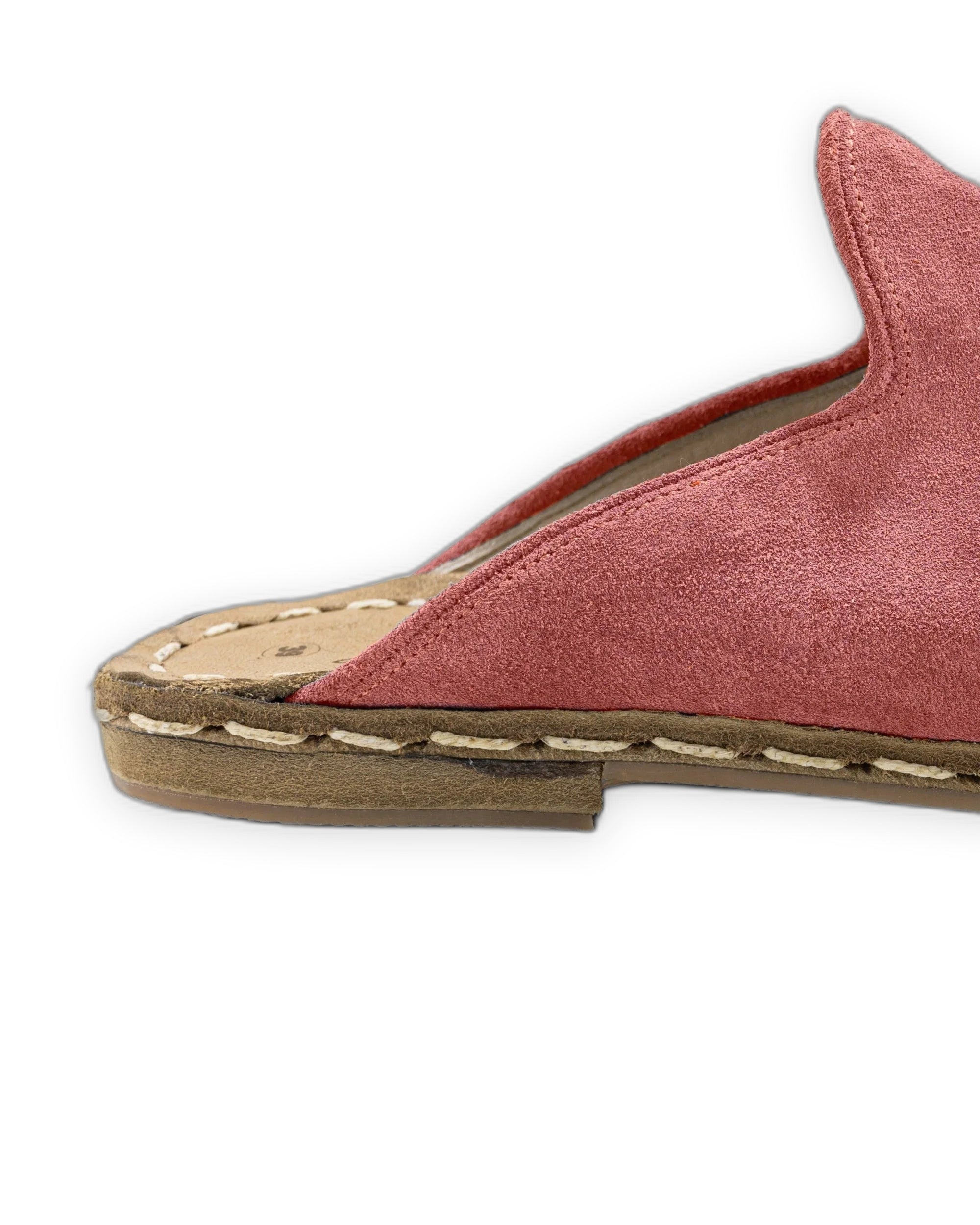 Detail Pink Suede Slippers - Handcrafted Calf Leather Turkey | Bespoky