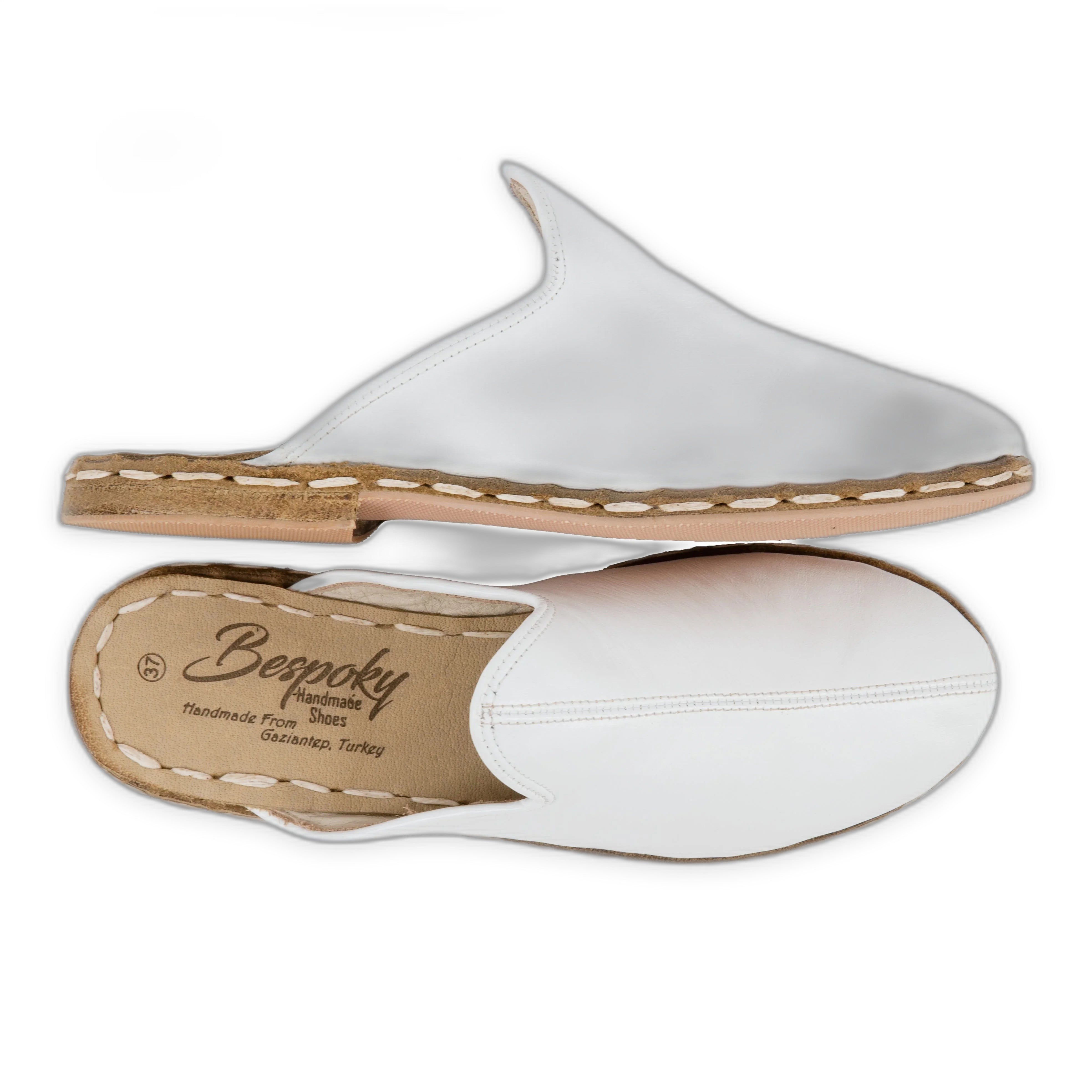 Side view White Slippers - Calf Leather Zero Drop | Bespoky