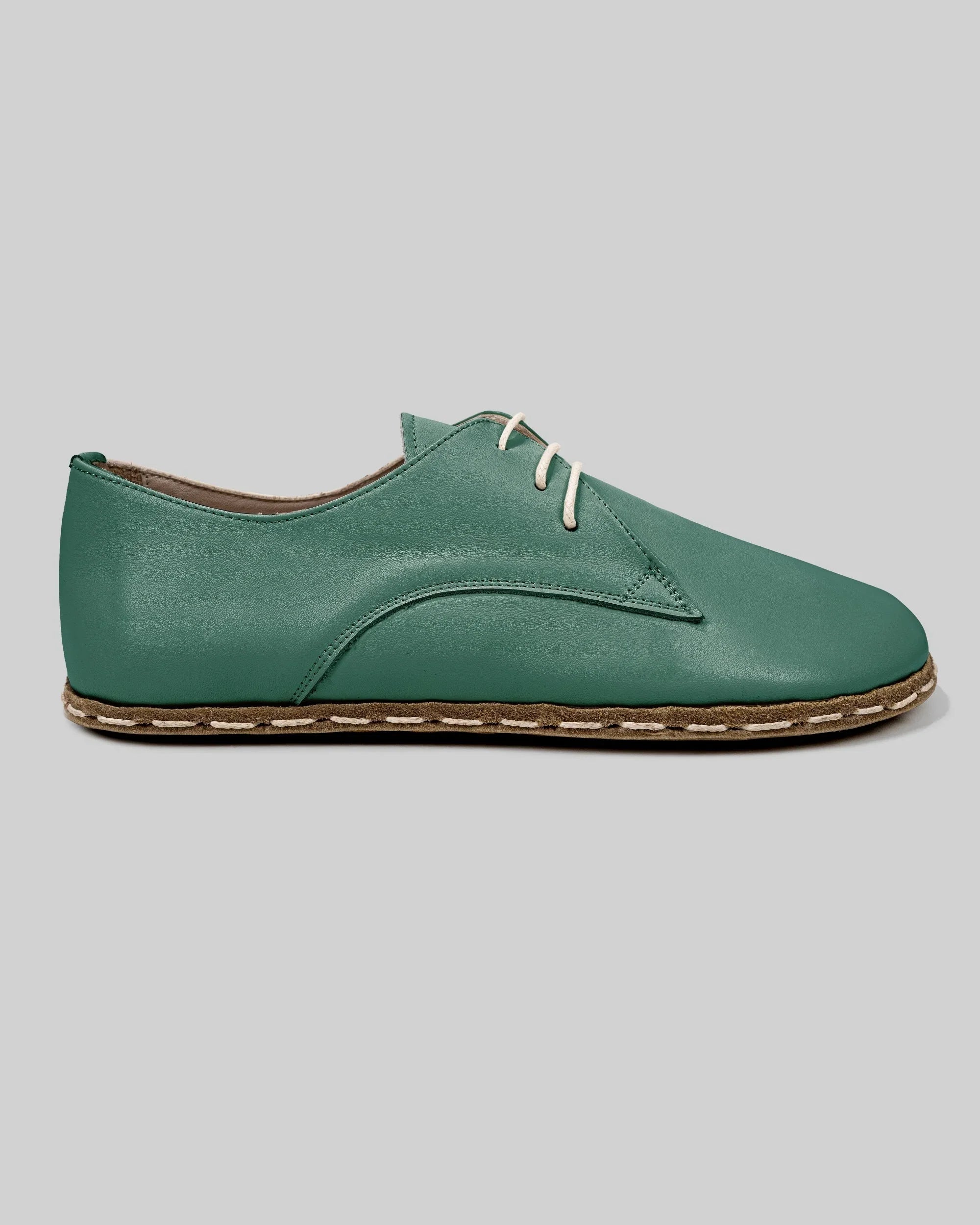 Side view Green Oxford Shoes - Calf Leather Zero Drop | Bespoky
