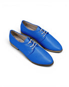 Women's Blue Pointed Toe Oxford - Handcrafted Calf Leather Wide Toe Box | Bespoky