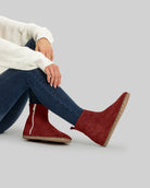 Women's Burgundy Chelsea Boots - Handcrafted Calf Leather Wide Toe Box | Bespoky