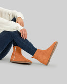 Men's Orange Suede Chelsea Boots - Handcrafted Calf Leather Wide Toe Box | Bespoky