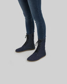 Women's Navy Barefoot Boot - Handcrafted Calf Leather Wide Toe Box | Bespoky