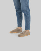 Men's Beige Nubuck Barefoot Sneaker - Handcrafted Calf Leather Wide Toe Box | Bespoky