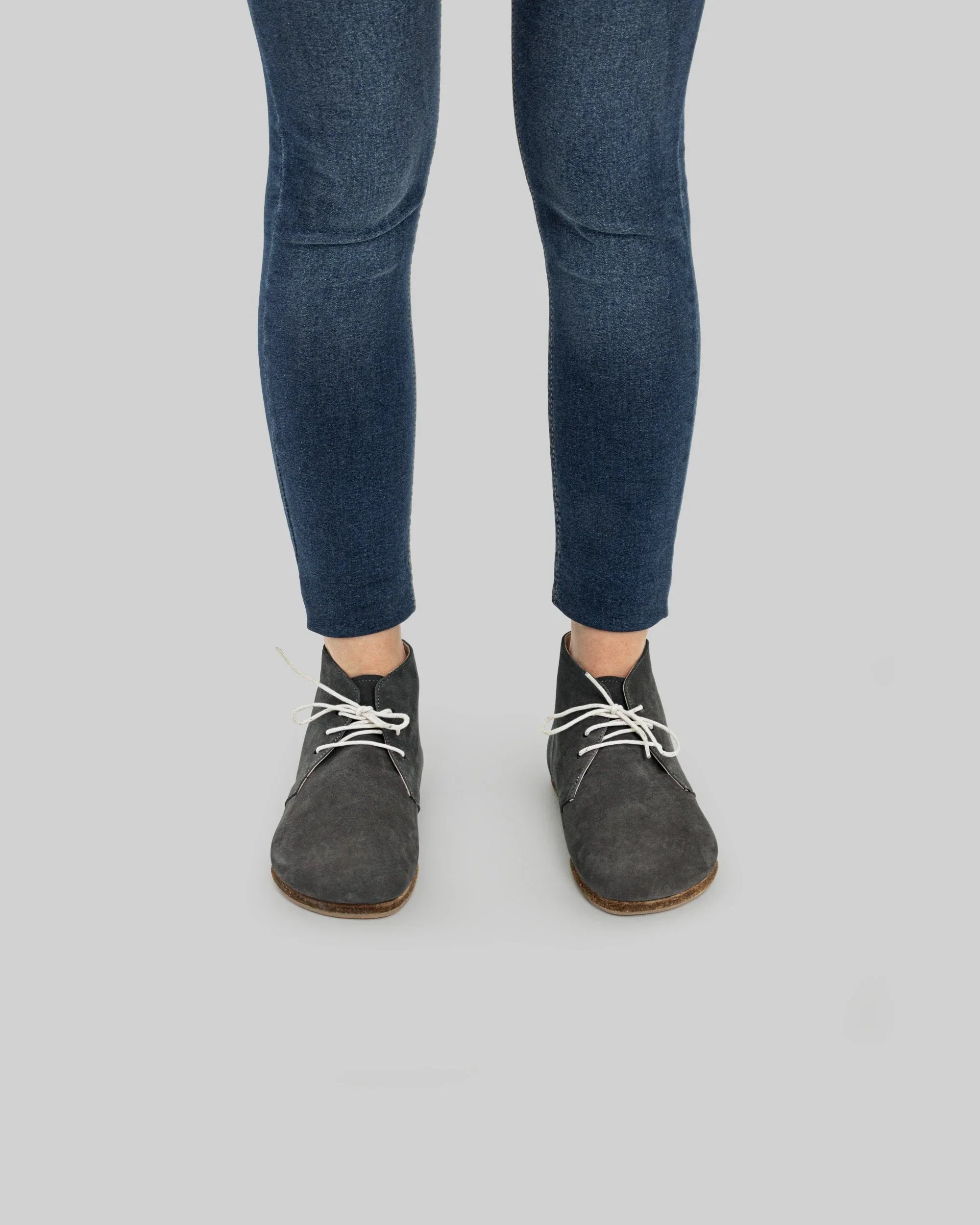 Pair Smoked Nubuck Ankle Boots - Barefoot Wide Toe Calf Leather | Bespoky