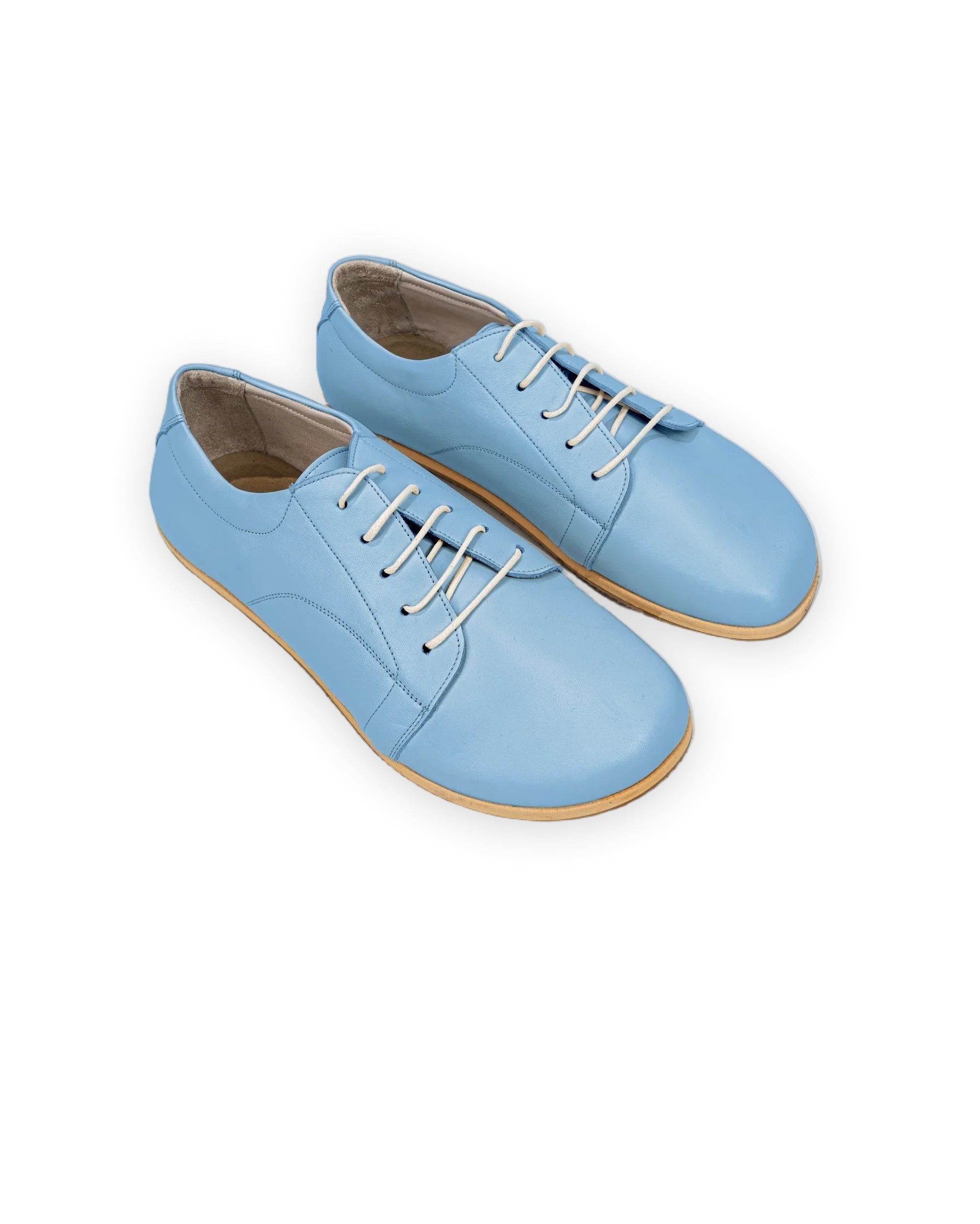 Men's Baby Blue Barefoot Sneaker - Handcrafted Calf Leather Wide Toe Box | Bespoky