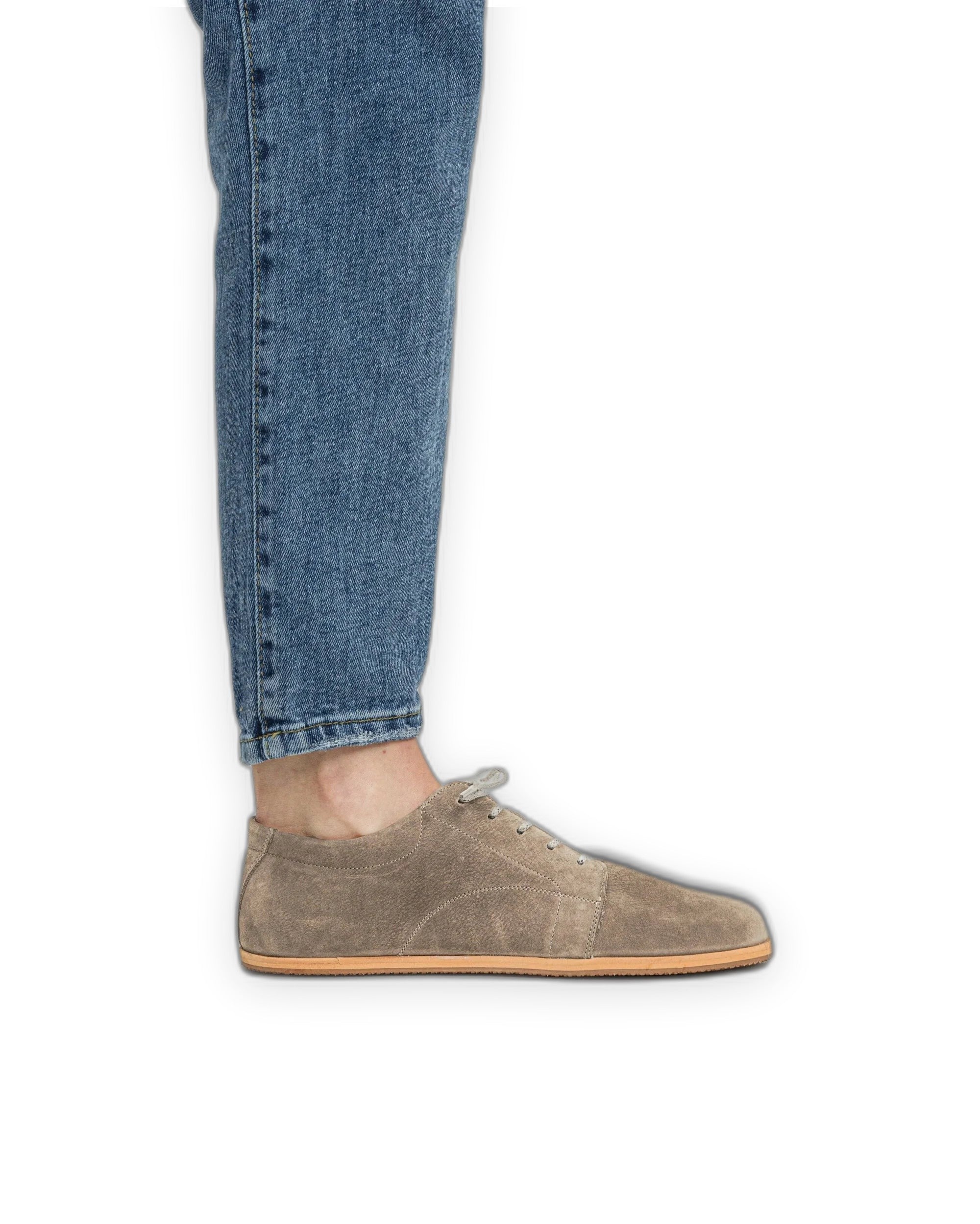 Detail Beige Nubuck Barefoot Sneaker - Handcrafted Calf Leather Turkey | Bespoky