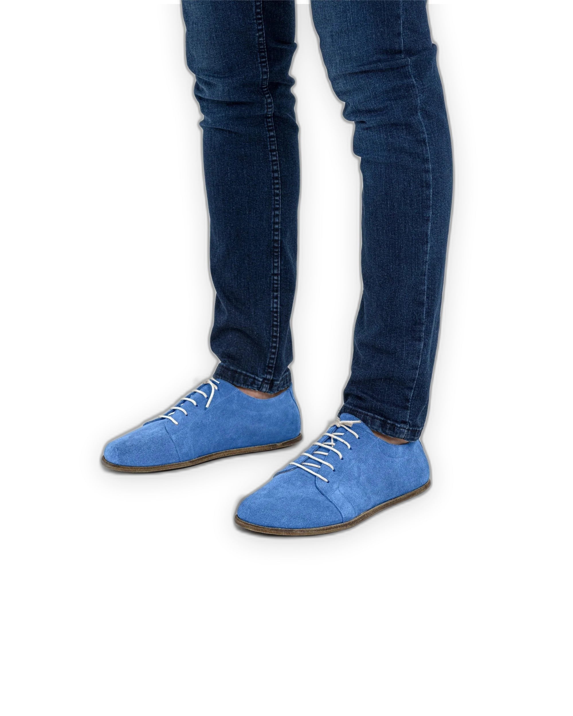 Detail Blue Suede Barefoot Sneaker - Handcrafted Calf Leather Turkey | Bespoky
