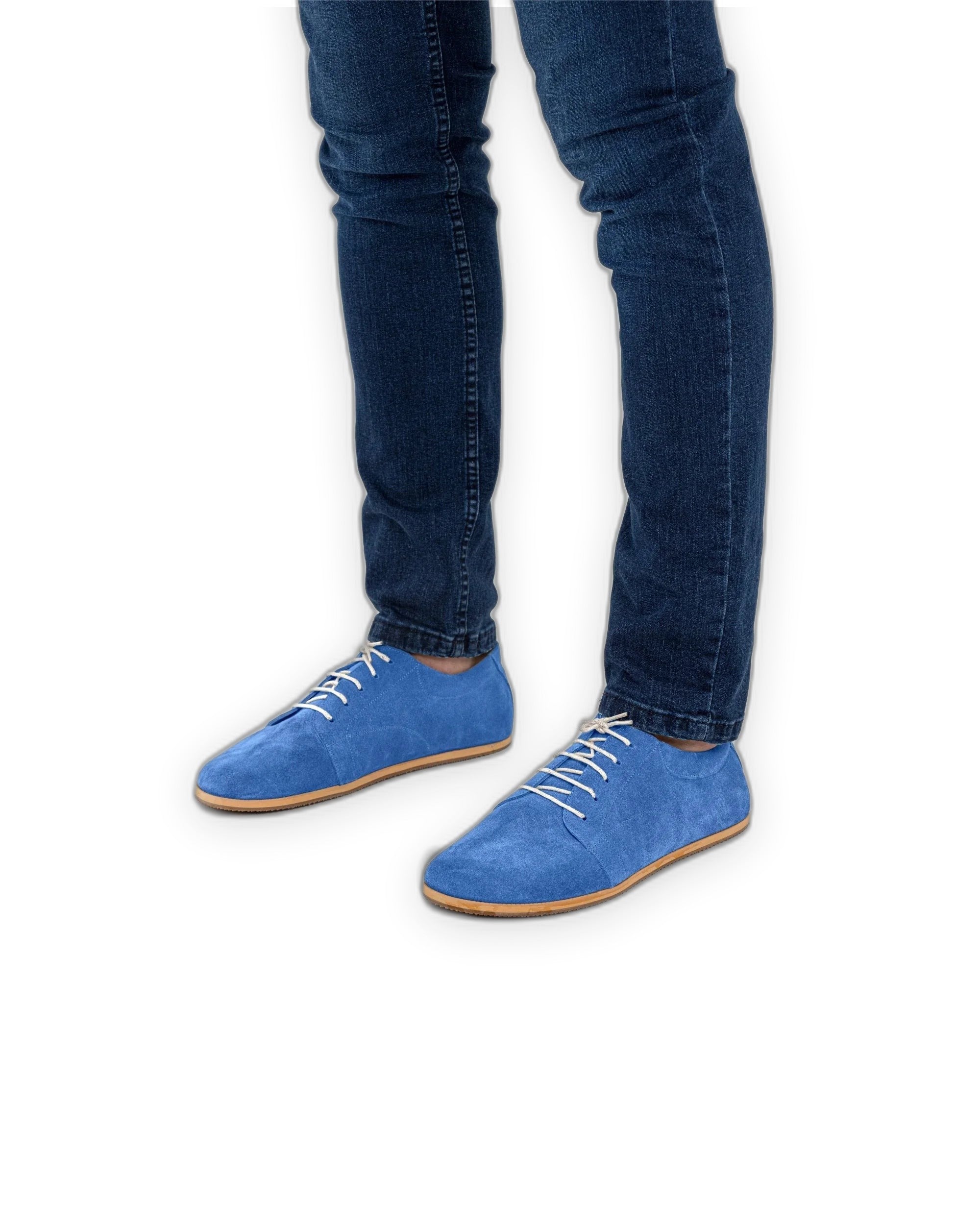Top view Blue Suede Barefoot Sneaker - Handcrafted Calf Leather | Bespoky