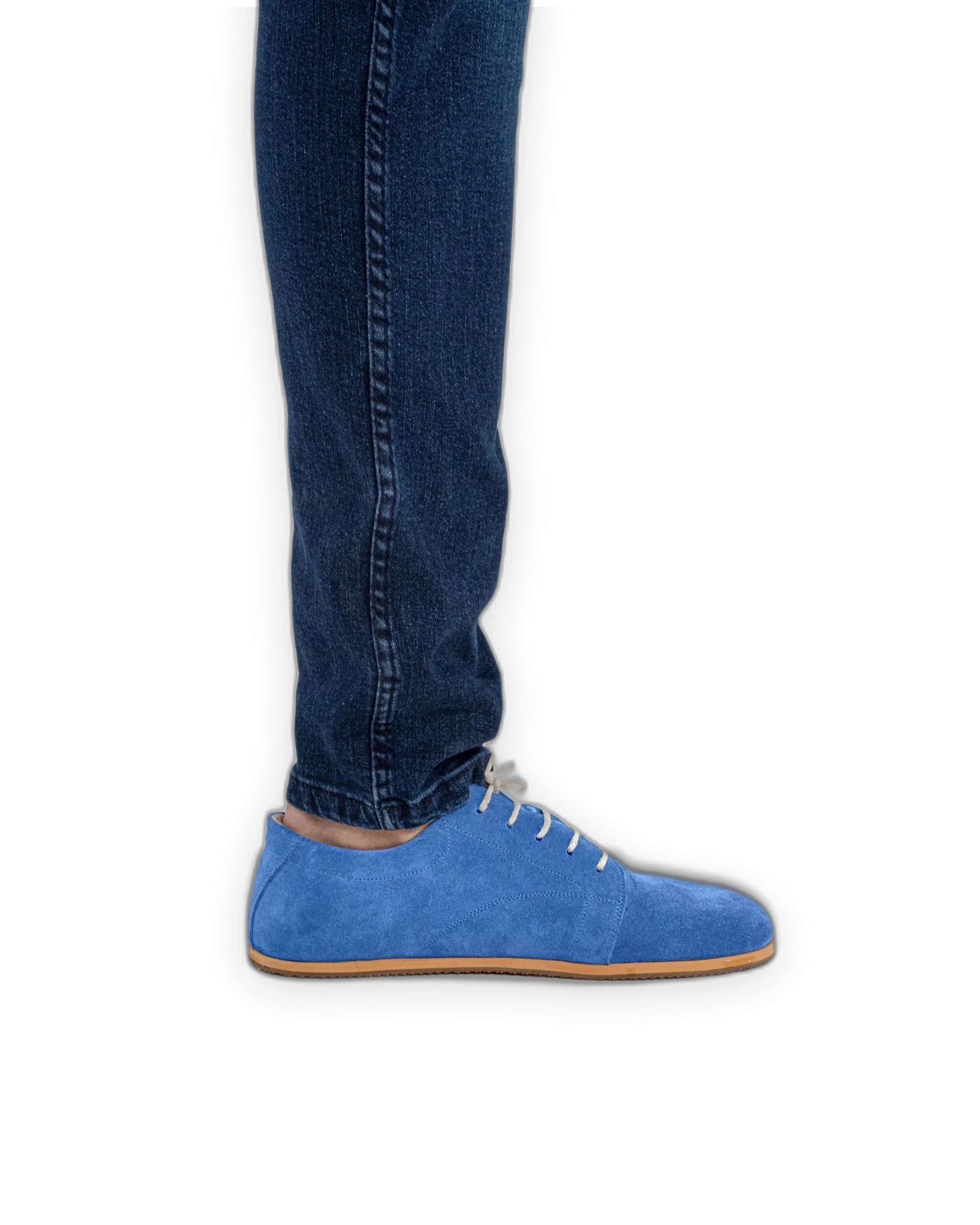 Pair Blue Suede Barefoot Sneaker - Barefoot Wide Toe Calf Leather | Bespoky