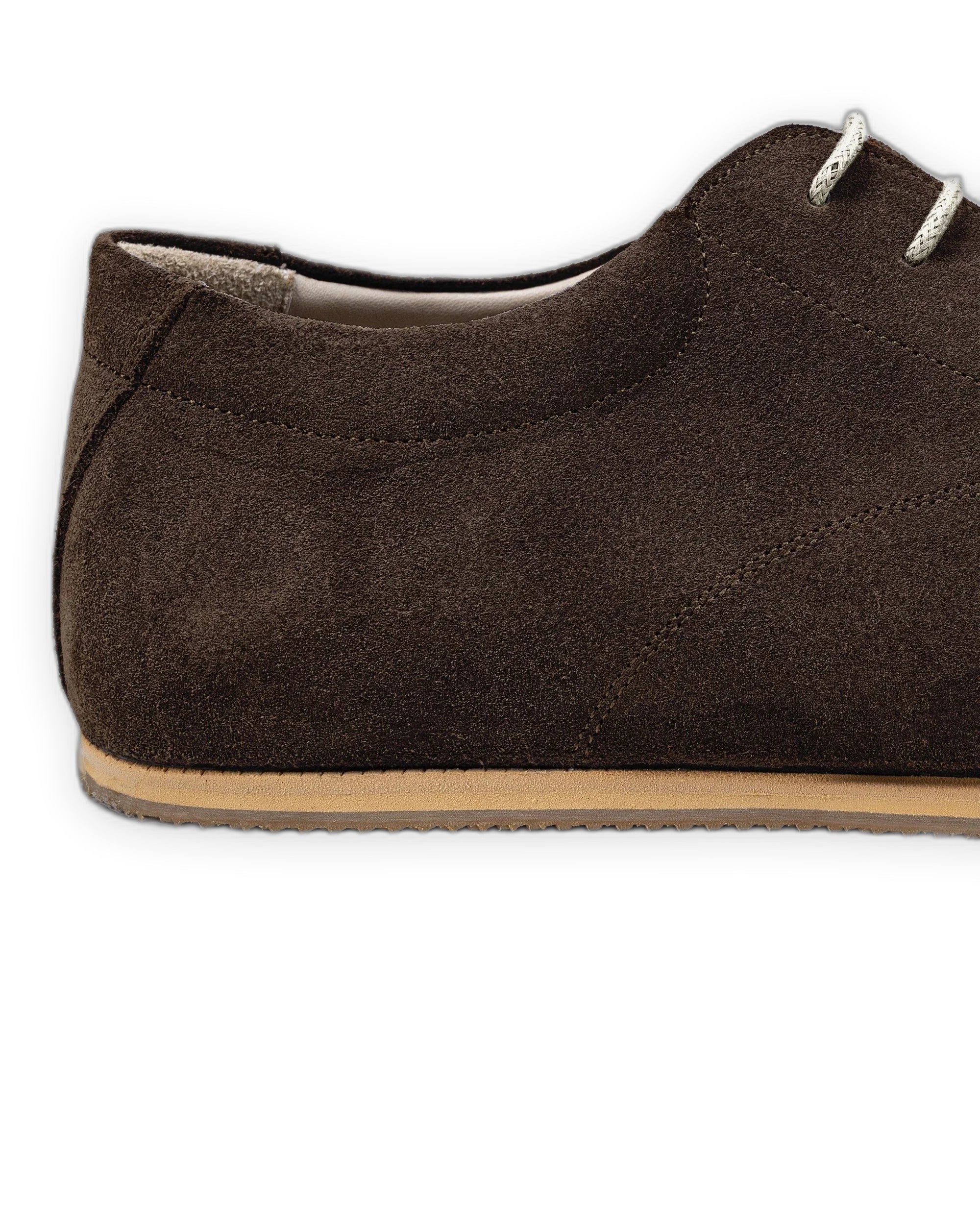 Side view Brown Suede Barefoot Sneaker - Calf Leather Zero Drop | Bespoky