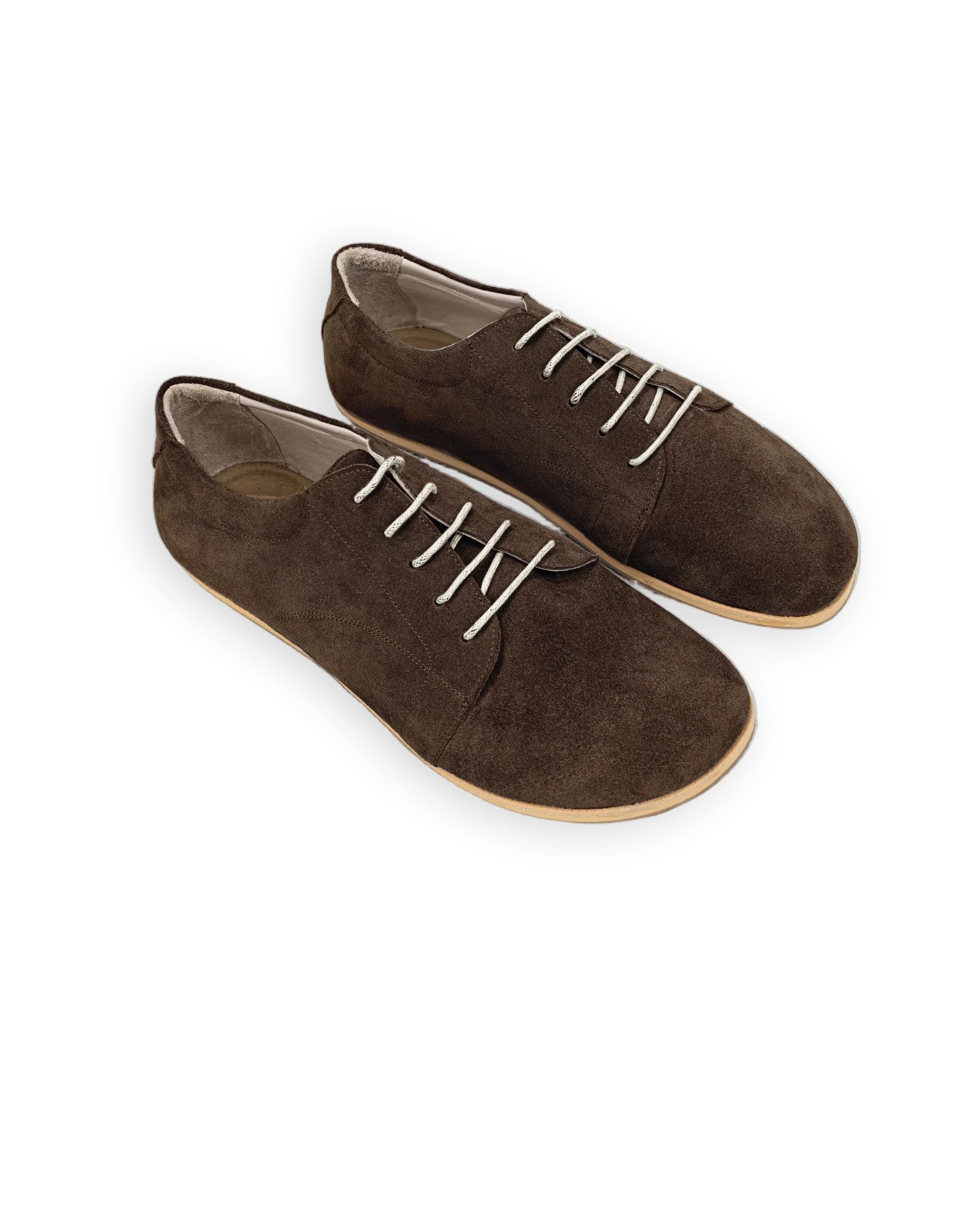 Men's Brown Suede Barefoot Sneaker - Handcrafted Calf Leather Wide Toe Box | Bespoky