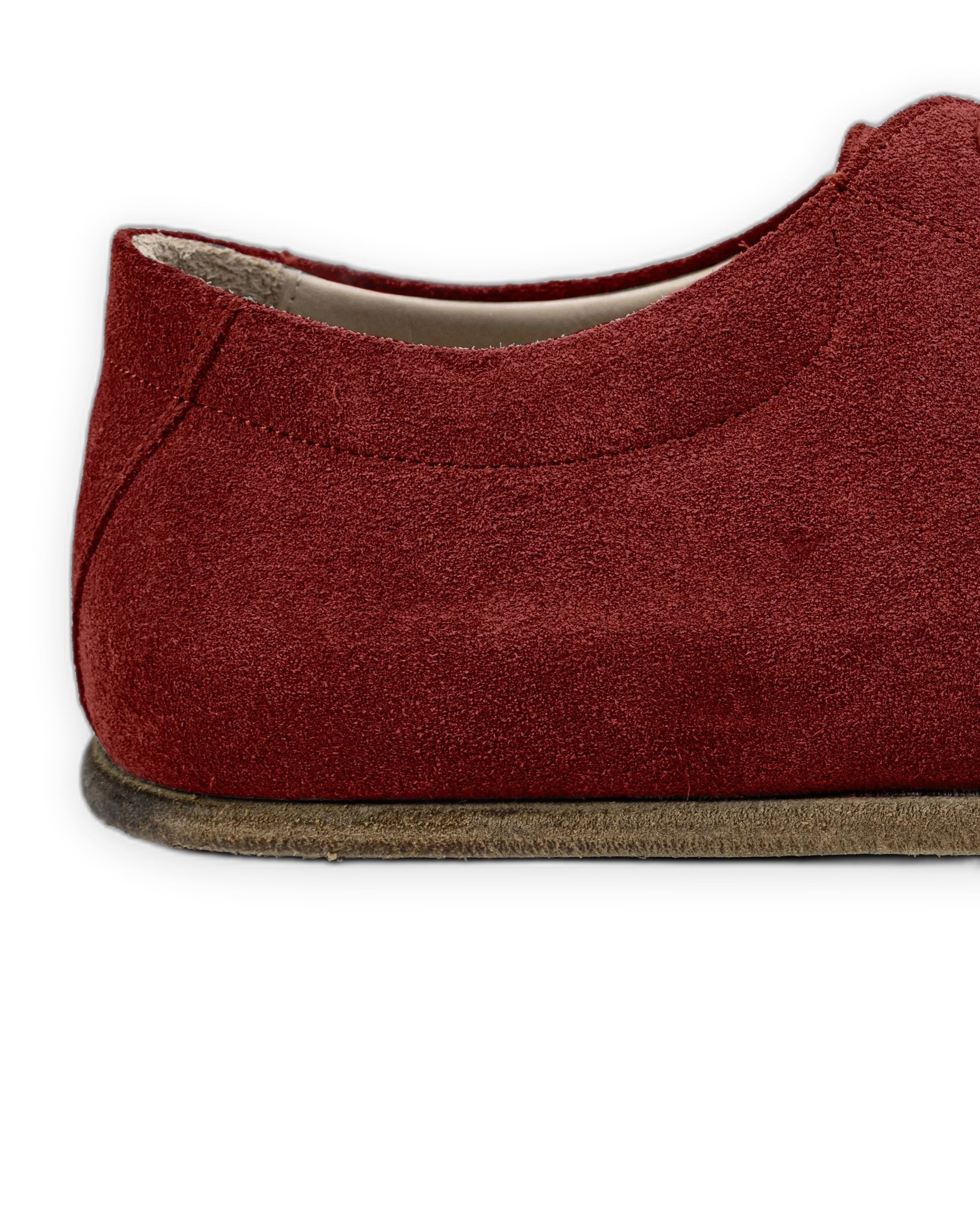 Top view Burgundy Suede Barefoot Sneaker - Handcrafted Calf Leather | Bespoky
