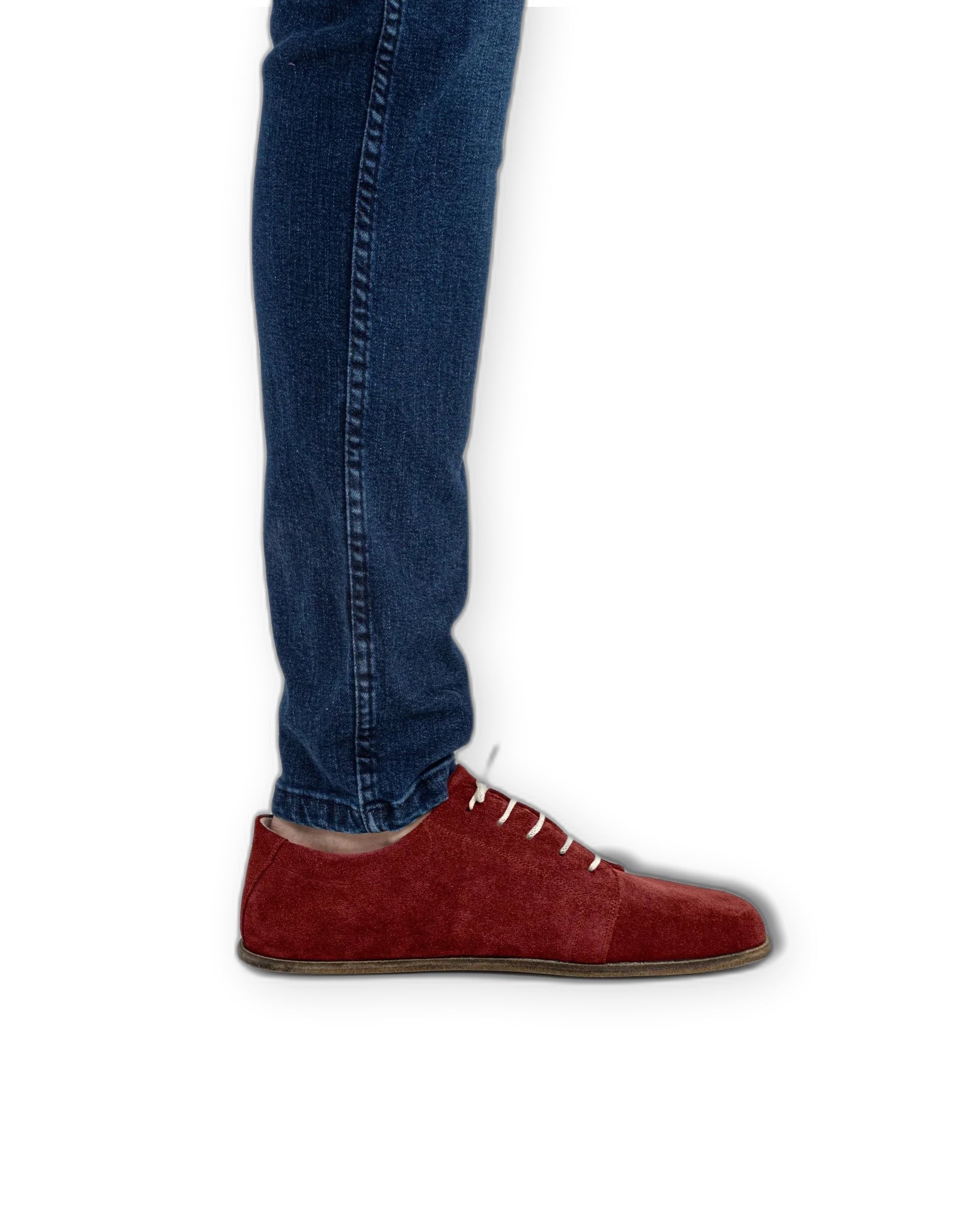 Back view Burgundy Suede Barefoot Sneaker - Calf Leather Handcrafted | Bespoky