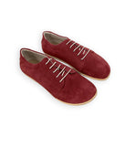 Men's Burgundy Suede Barefoot Sneaker - Handcrafted Calf Leather Wide Toe Box | Bespoky