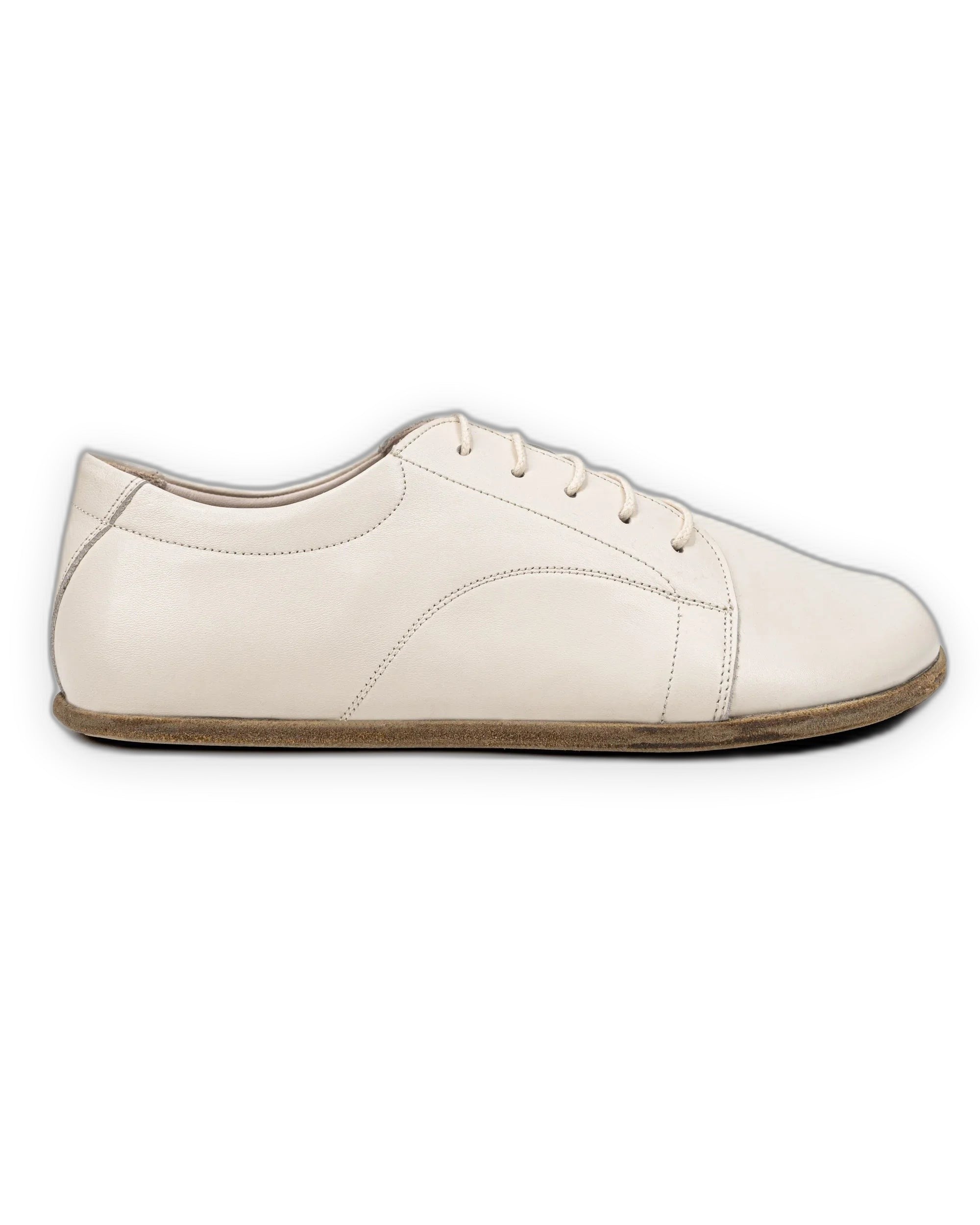 Side view Cream Barefoot Sneaker - Calf Leather Zero Drop | Bespoky