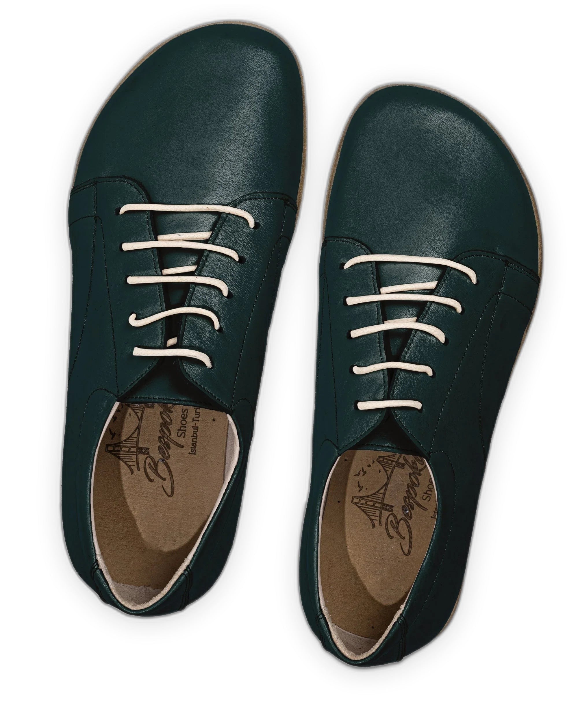 Side view Dark Green Barefoot Sneaker - Calf Leather Zero Drop | Bespoky