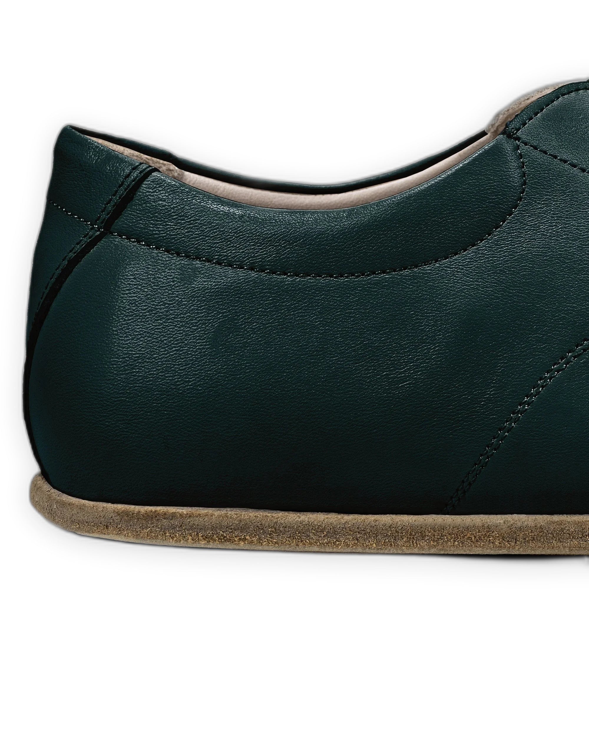 Side view Dark Green Barefoot Sneaker - Calf Leather Zero Drop | Bespoky