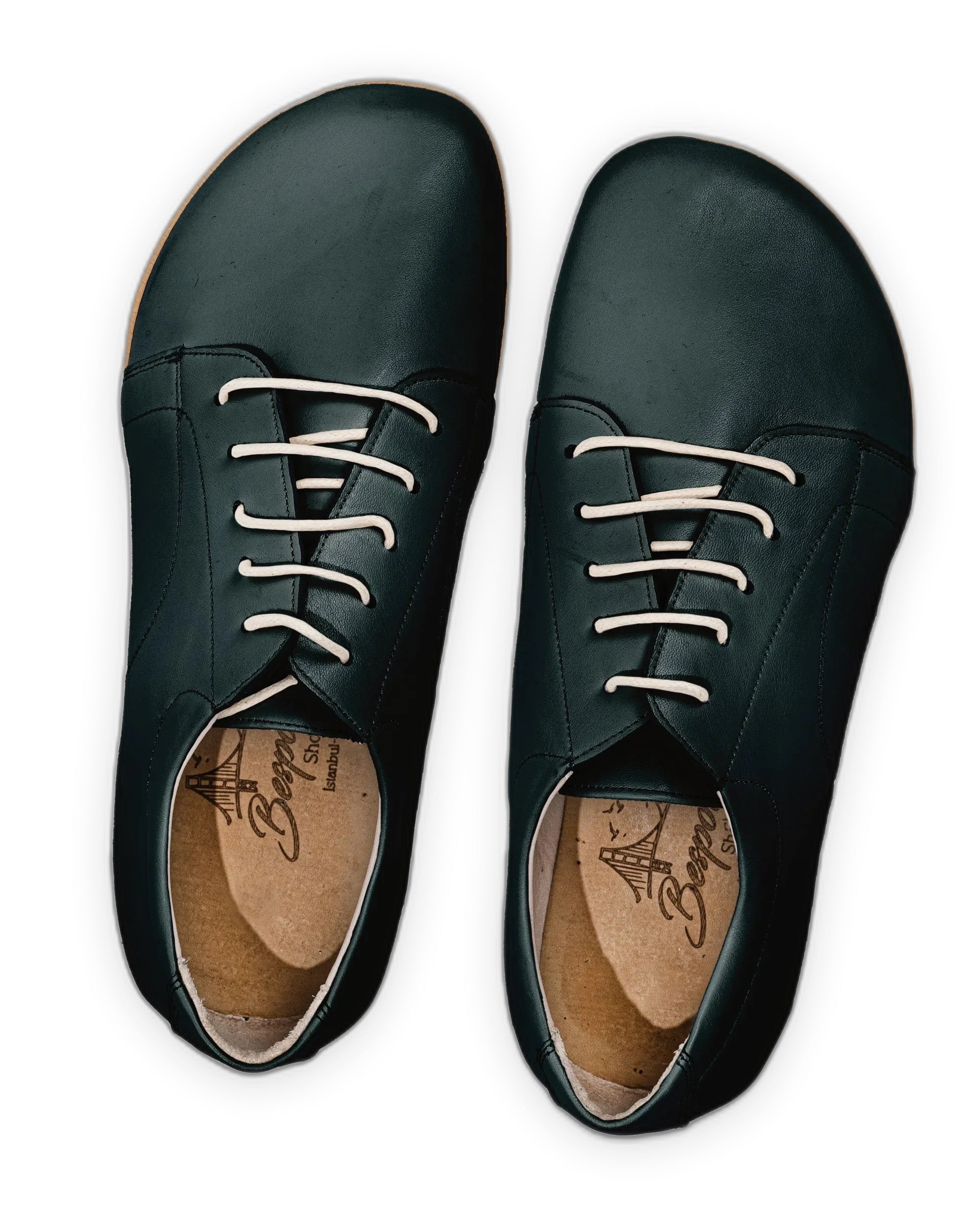 Pair Dark Green Barefoot Sneaker - Barefoot Wide Toe Calf Leather | Bespoky
