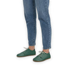 Side view Green Barefoot Sneaker - Calf Leather Zero Drop | Bespoky