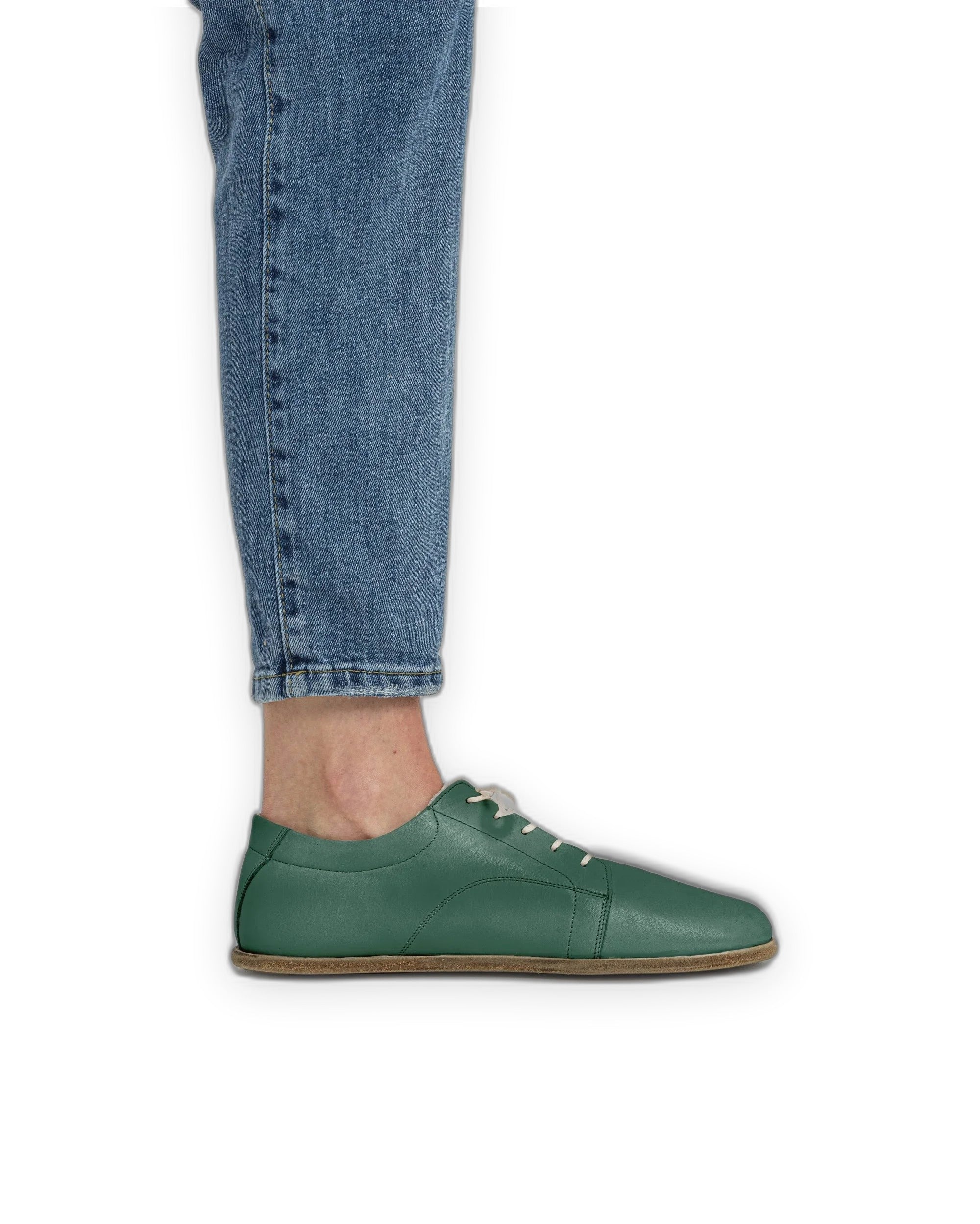 Side view Green Barefoot Sneaker - Calf Leather Zero Drop | Bespoky