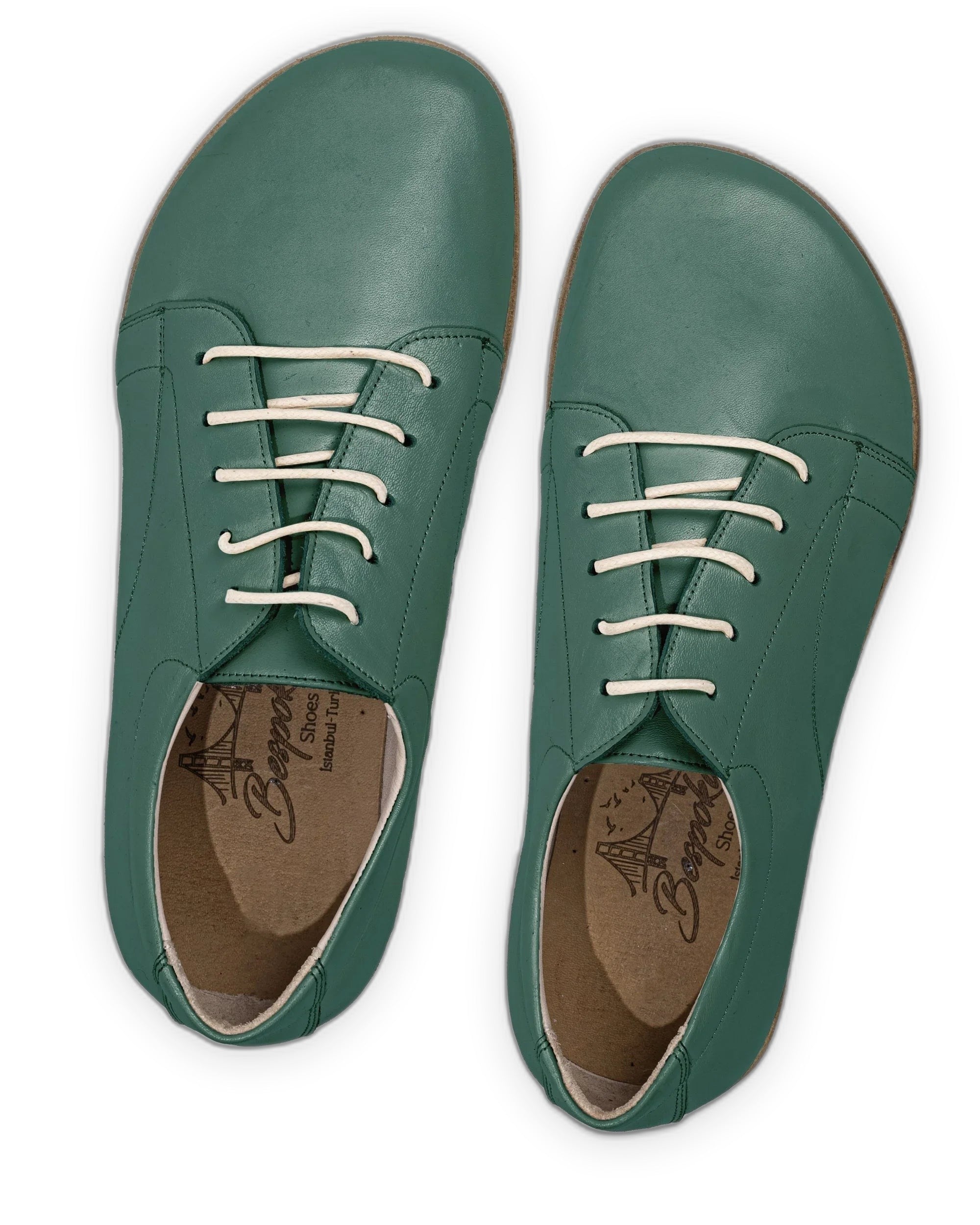 Pair Green Barefoot Sneaker - Barefoot Wide Toe Calf Leather | Bespoky