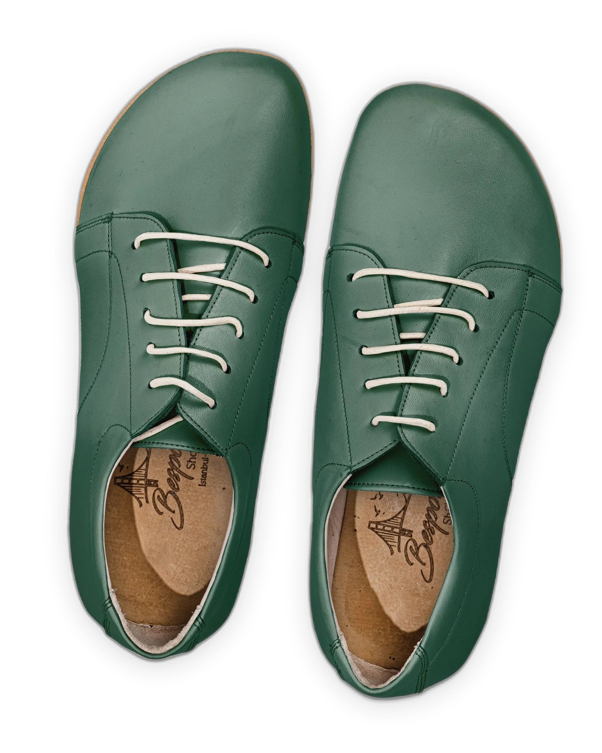 Side view Green Barefoot Sneaker - Calf Leather Zero Drop | Bespoky