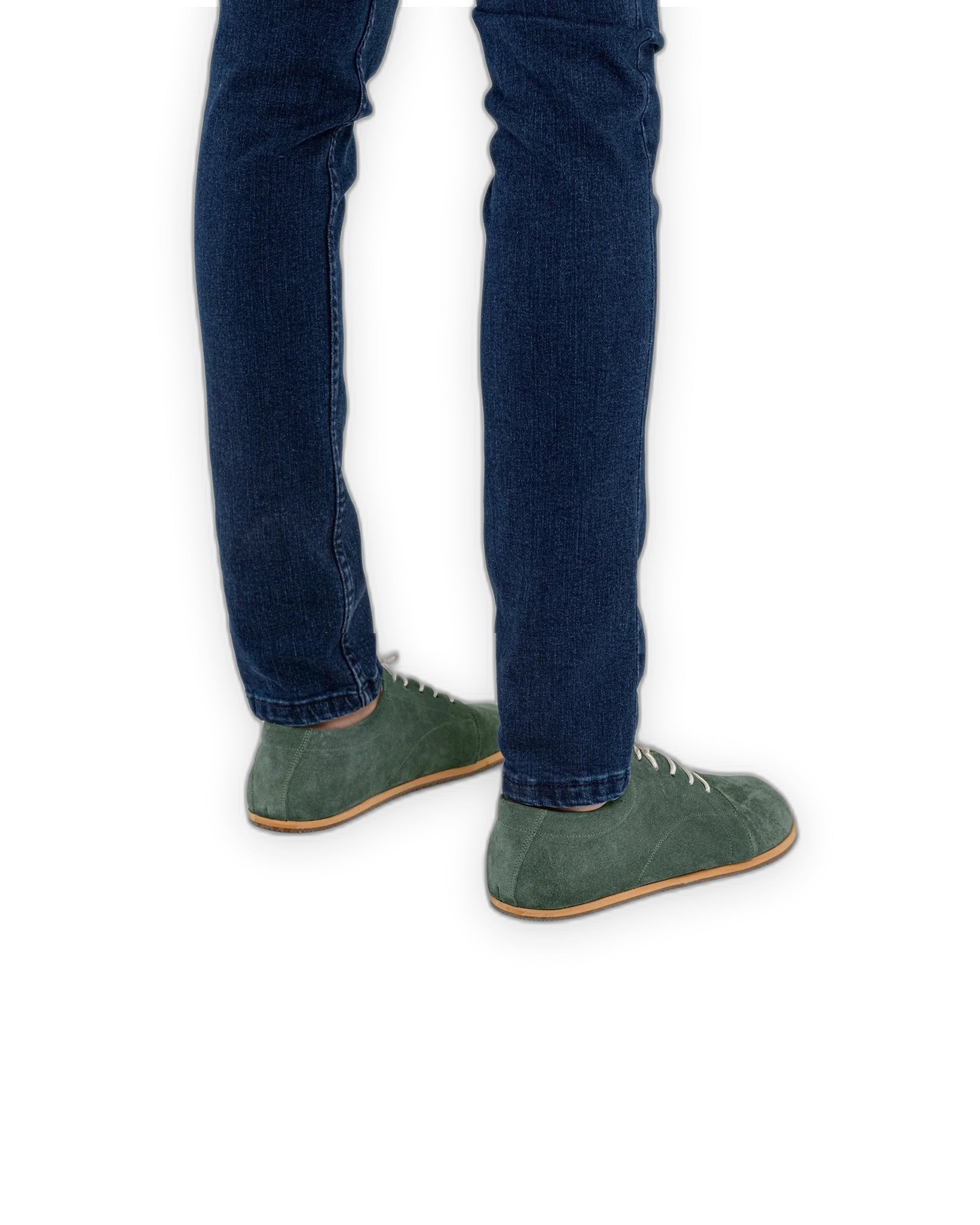 Detail Green Suede Barefoot Sneaker - Handcrafted Calf Leather Turkey | Bespoky
