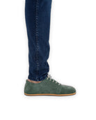 Pair Green Suede Barefoot Sneaker - Barefoot Wide Toe Calf Leather | Bespoky