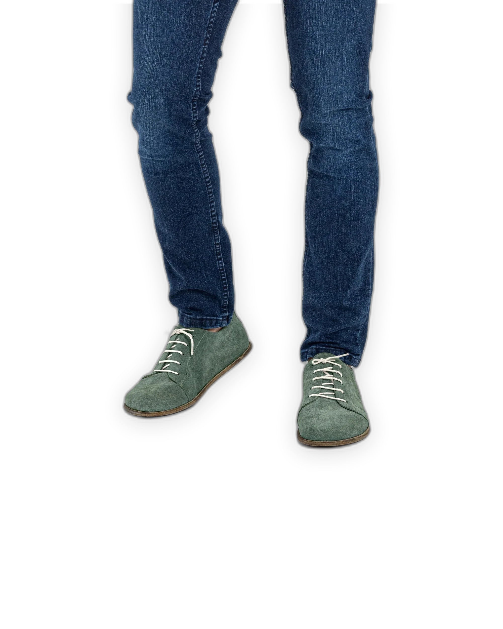 Detail Green Suede Barefoot Sneaker - Handcrafted Calf Leather Turkey | Bespoky
