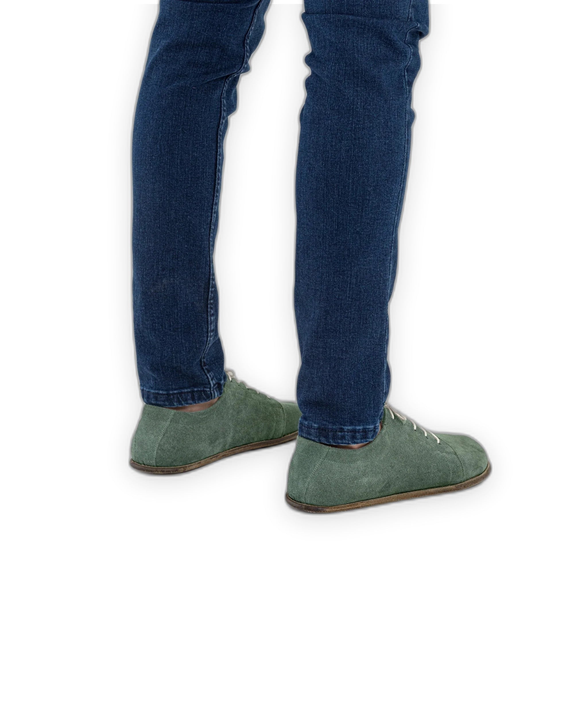 Pair Green Suede Barefoot Sneaker - Barefoot Wide Toe Calf Leather | Bespoky