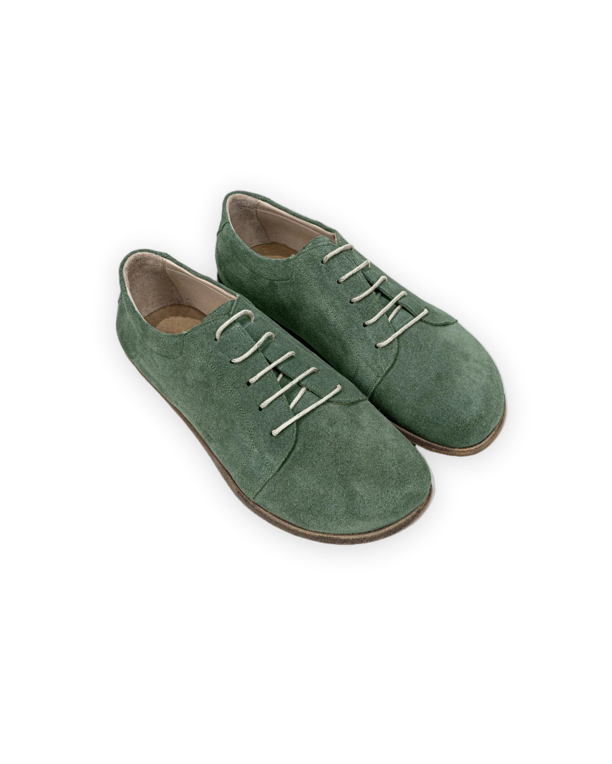 Men's Green Suede Barefoot Sneaker - Handcrafted Calf Leather Wide Toe Box | Bespoky