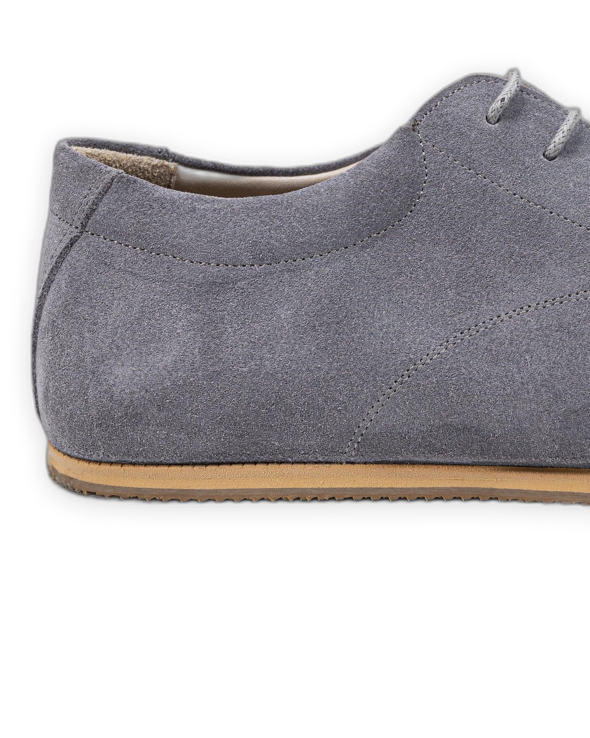 Side view Grey Suede Barefoot Sneaker - Calf Leather Zero Drop | Bespoky