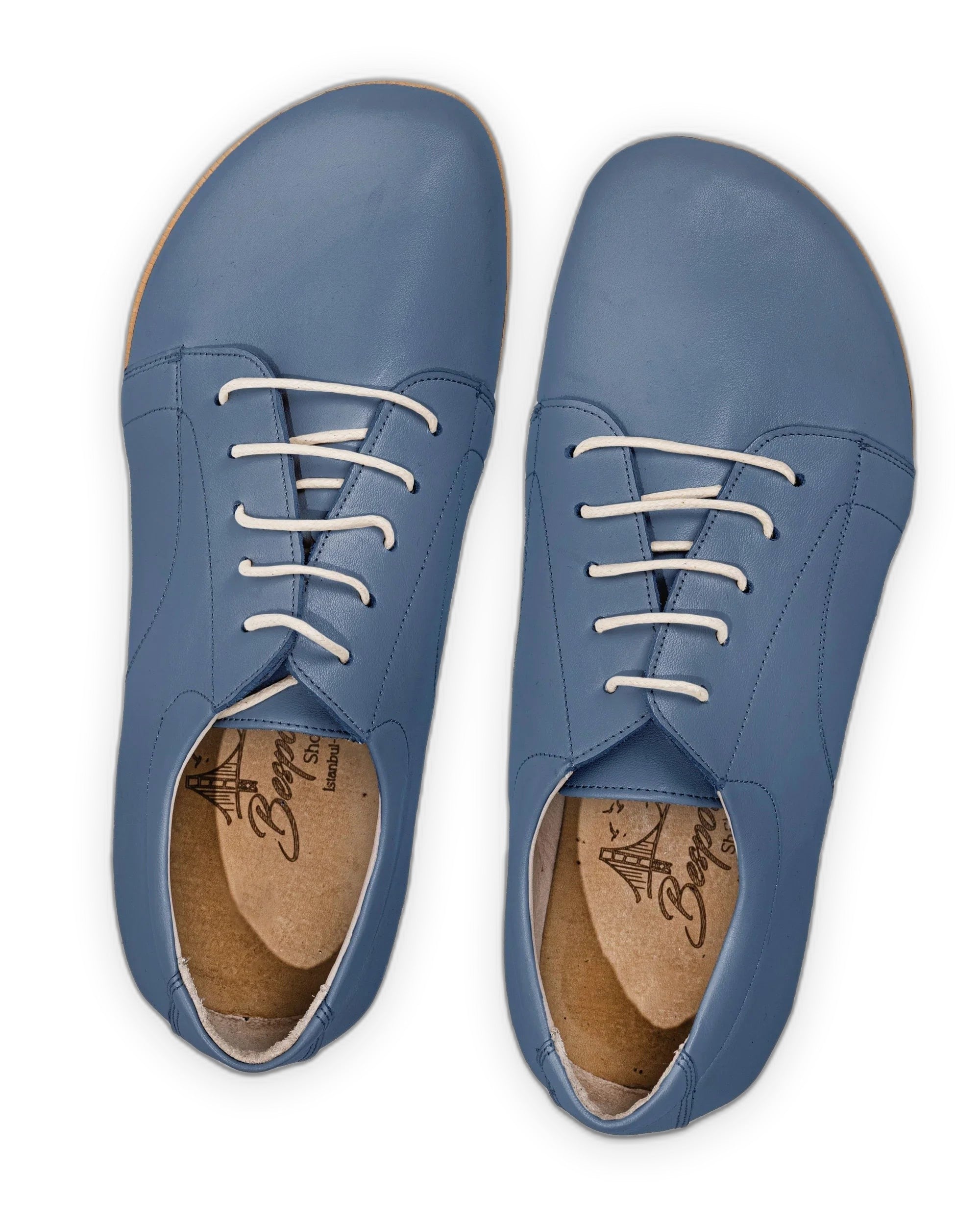 Side view Jean Blue Barefoot Sneaker - Calf Leather Zero Drop | Bespoky
