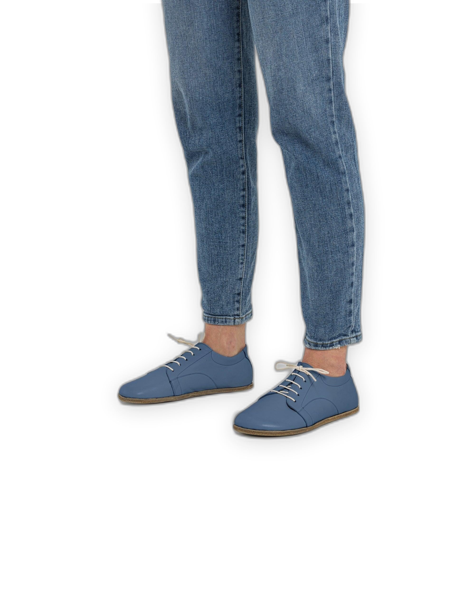 Detail Jean Blue Barefoot Sneaker - Handcrafted Calf Leather Turkey | Bespoky