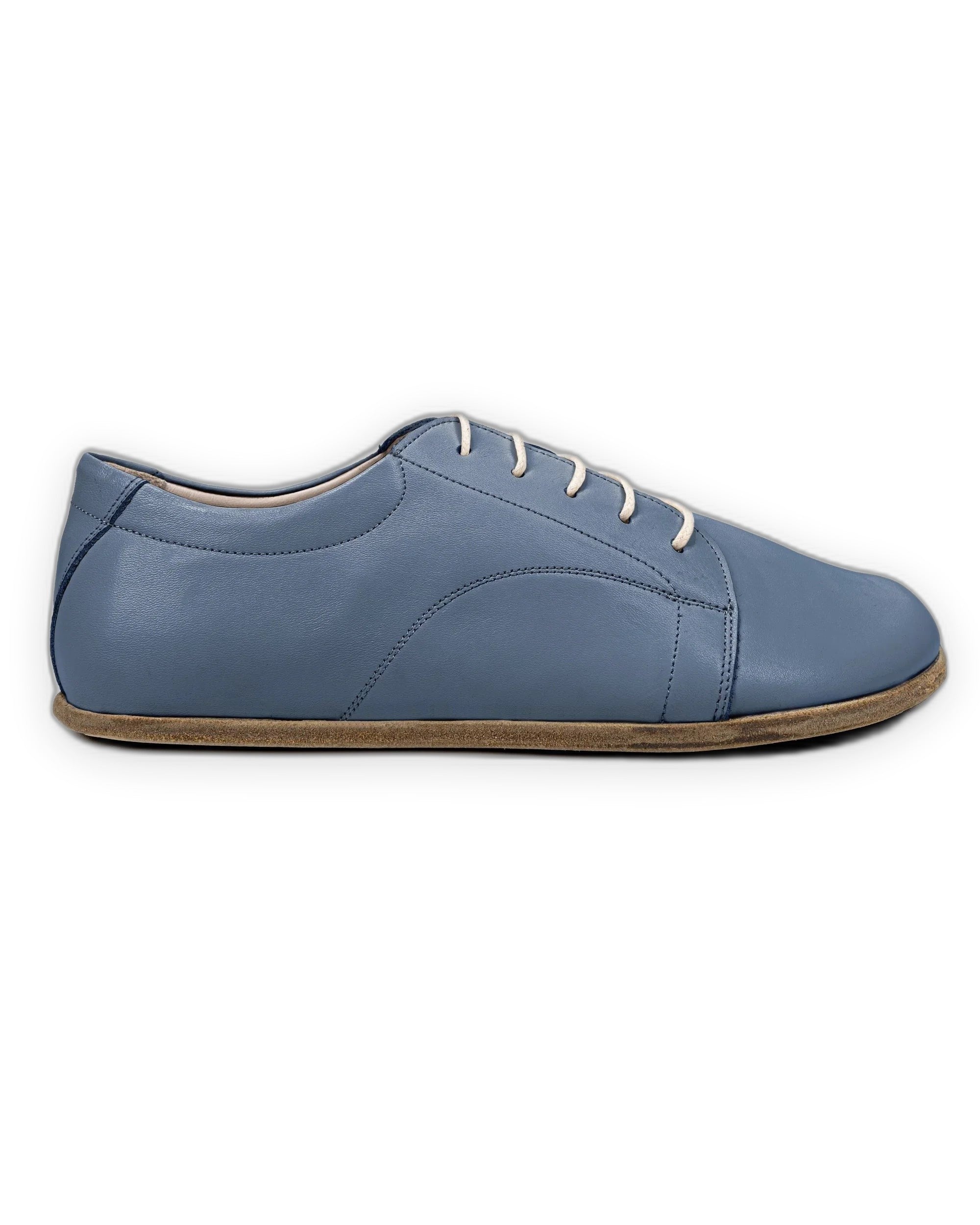 Back view Jean Blue Barefoot Sneaker - Calf Leather Handcrafted | Bespoky