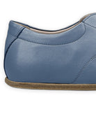 Close-up calf leather - Jean Blue Barefoot Sneaker Detail | Bespoky