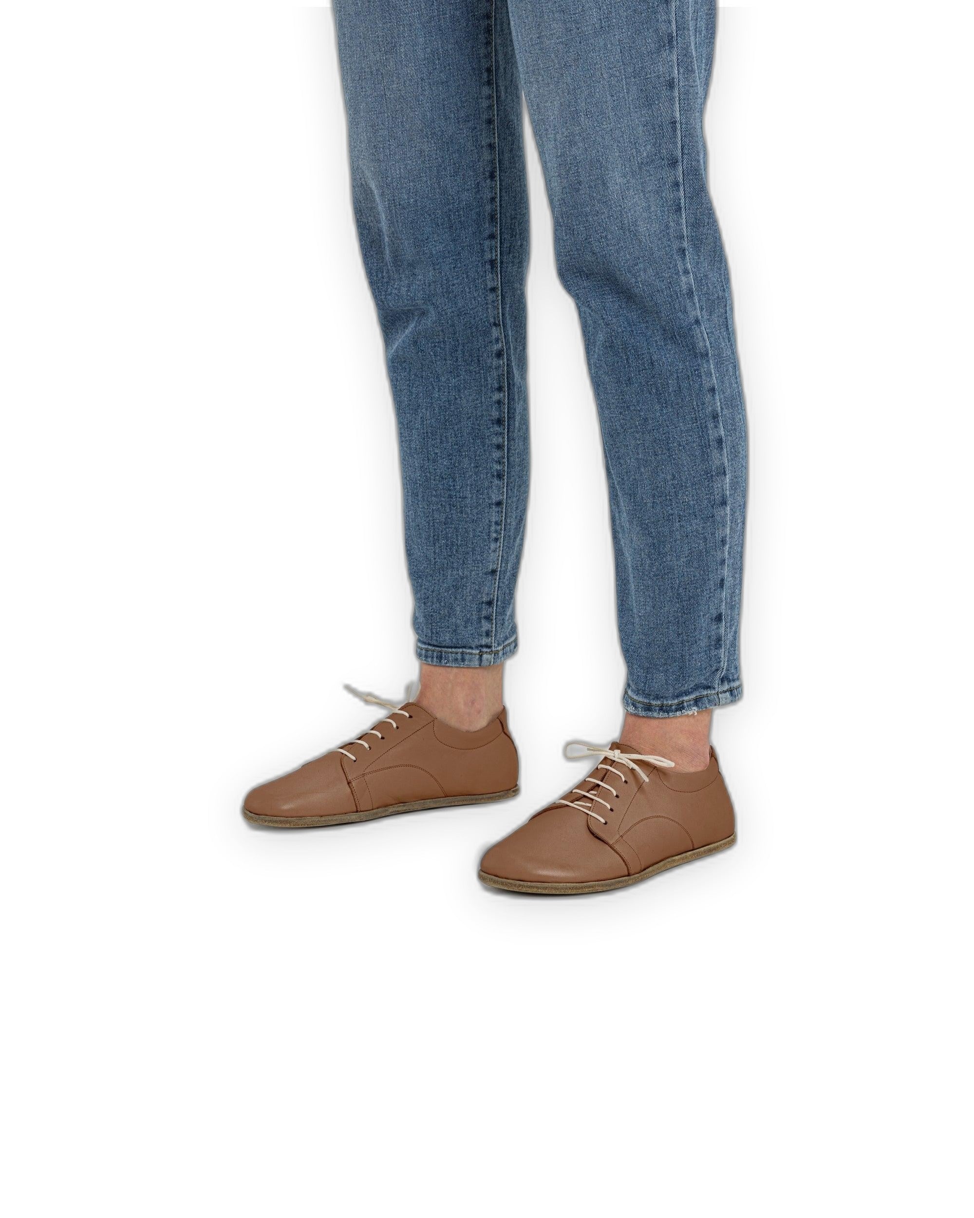 Side view Tan Barefoot Sneaker - Calf Leather Zero Drop | Bespoky