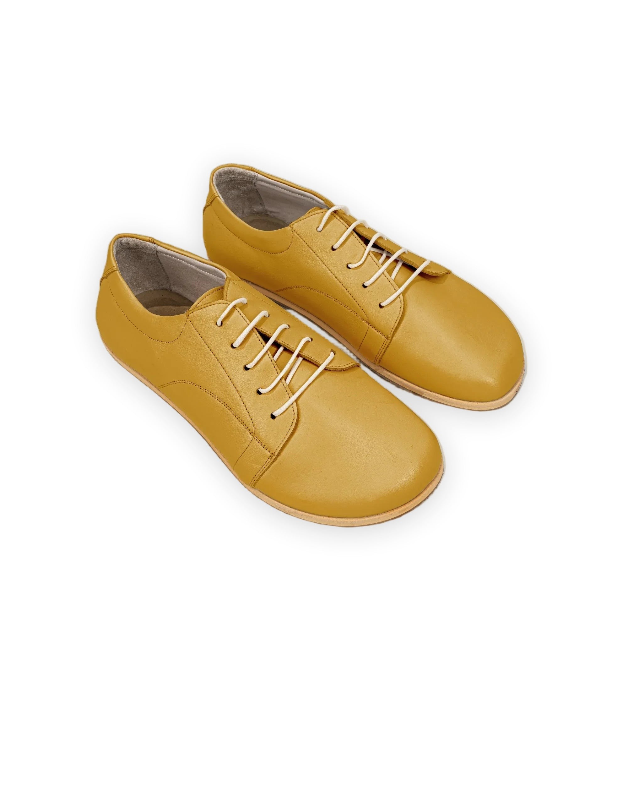 Men's Mustard Barefoot Sneaker - Handcrafted Calf Leather Wide Toe Box | Bespoky