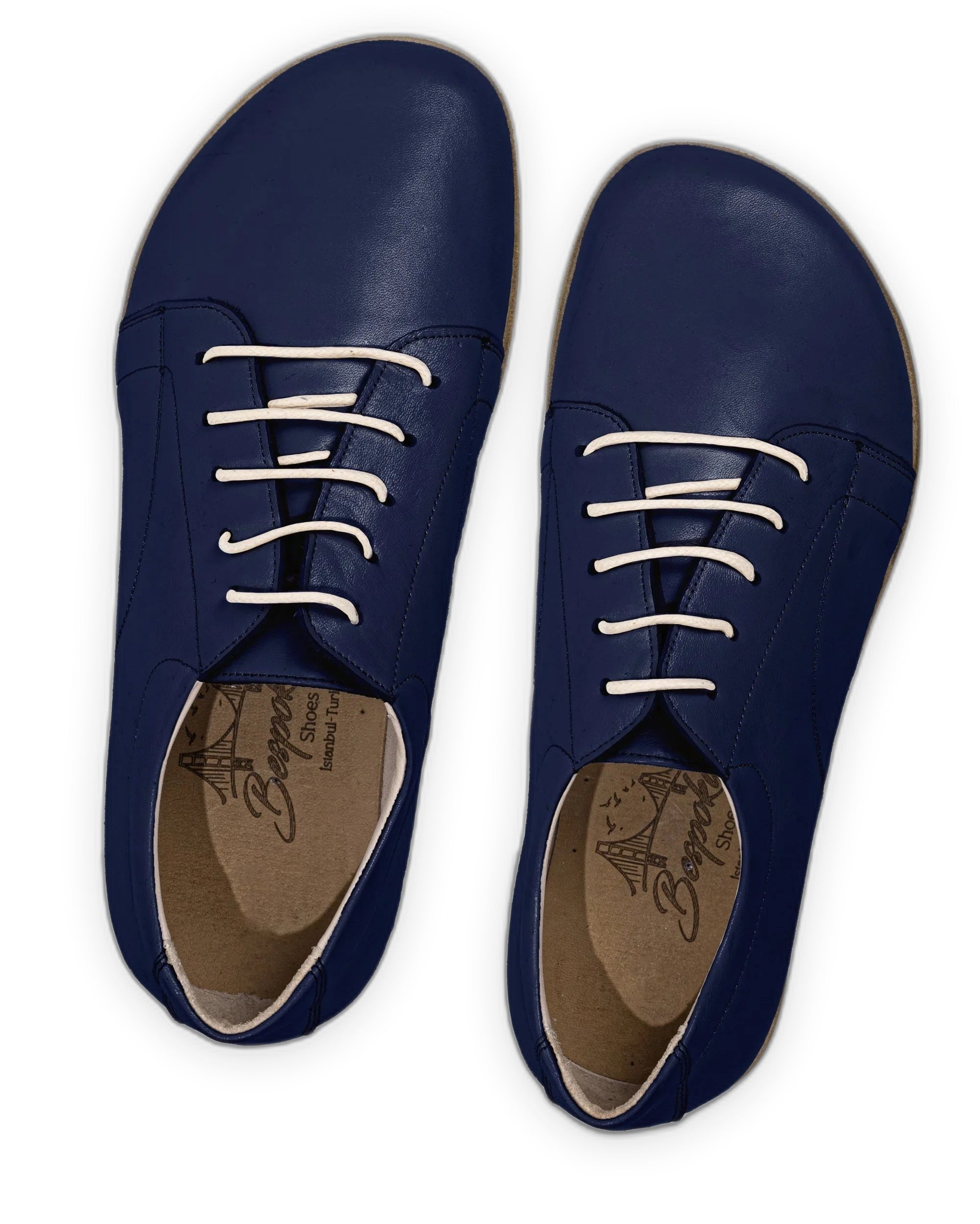 Side view Navy Blue Barefoot Sneaker - Calf Leather Zero Drop | Bespoky