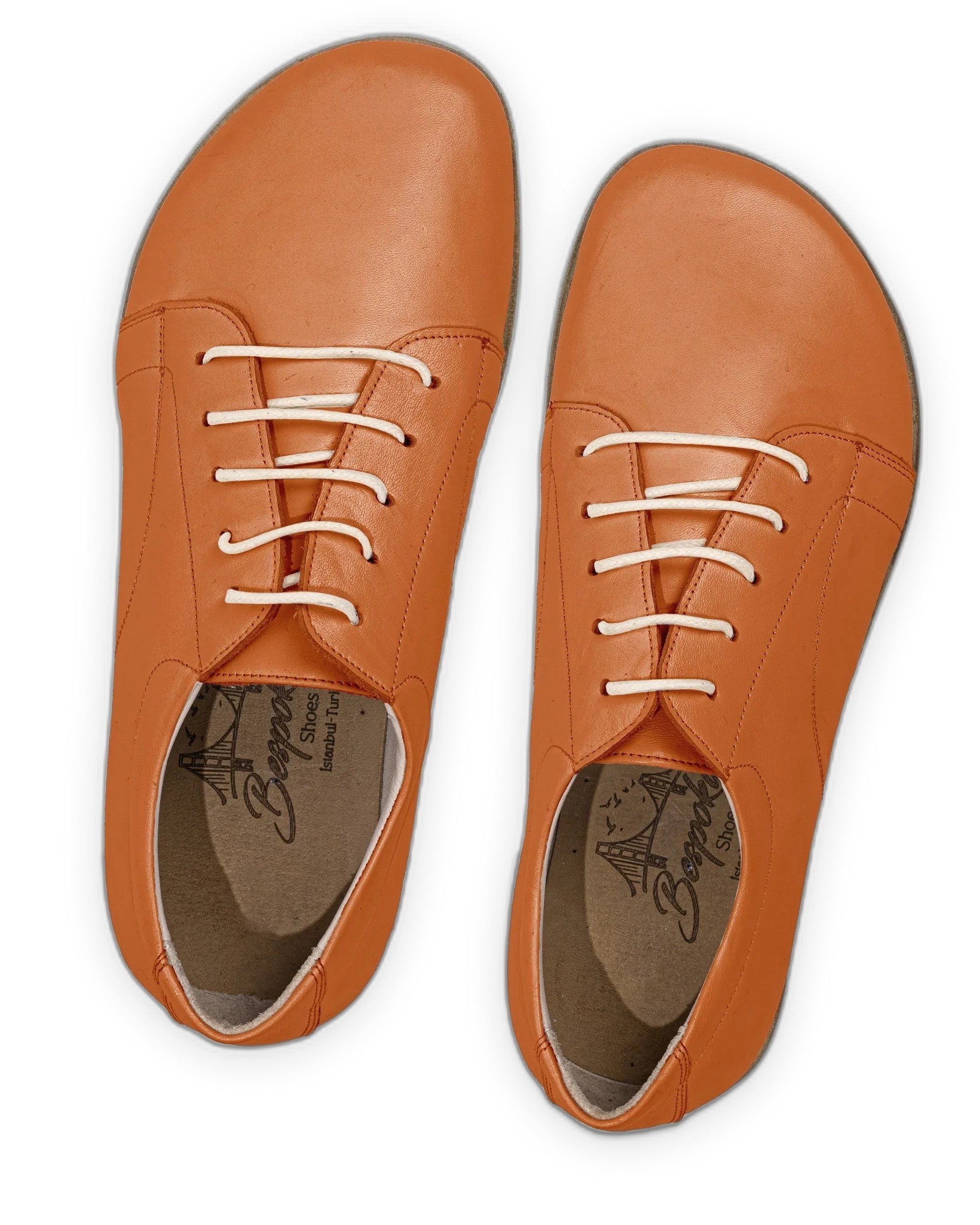 Side view Orange Barefoot Sneaker - Calf Leather Zero Drop | Bespoky