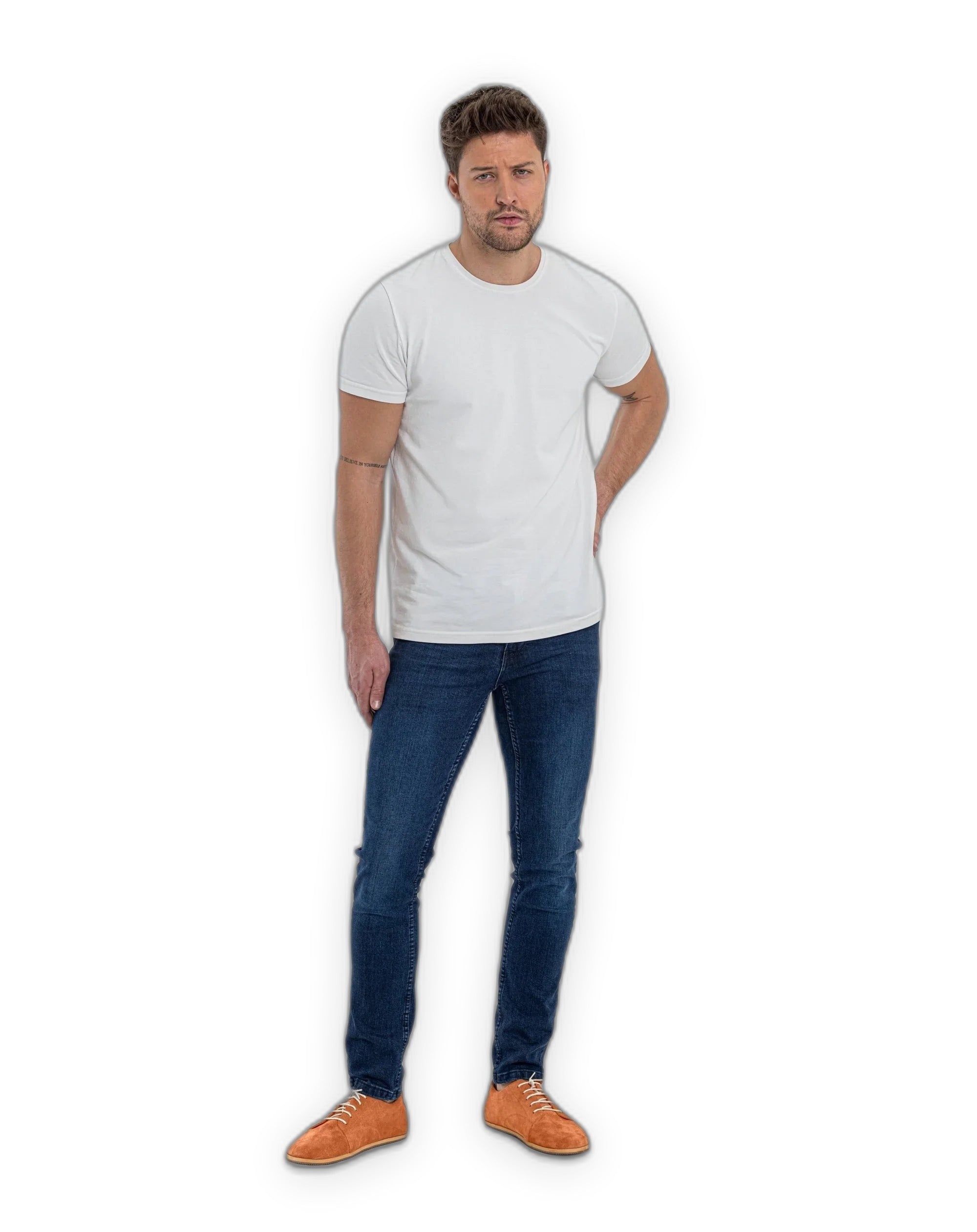 Pair Orange Suede Barefoot Sneaker - Barefoot Wide Toe Calf Leather | Bespoky