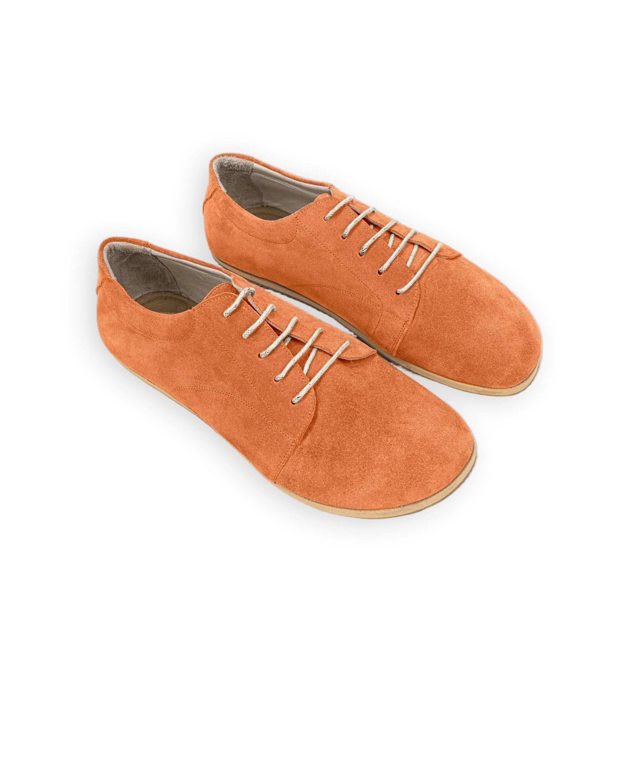 Men's Orange Suede Barefoot Sneaker - Handcrafted Calf Leather Wide Toe Box | Bespoky